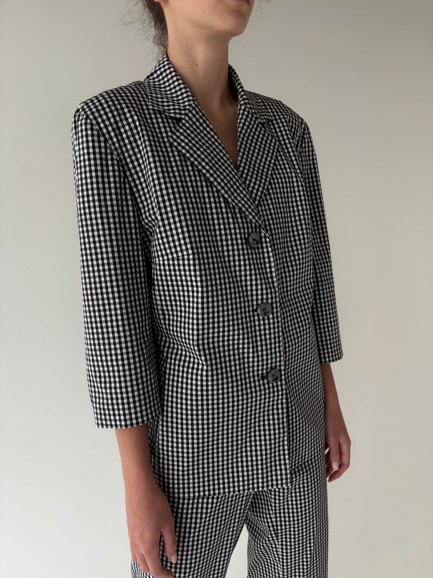 Deux piece din bumbac gingham modelator în croi clasic