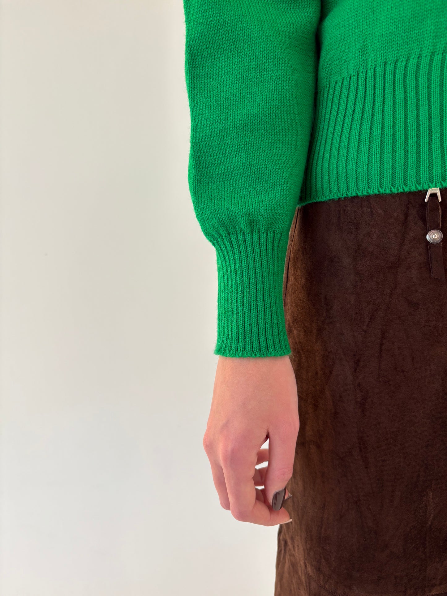 Cardigan vintage gros verde tare tip jachetă din lana fina plină