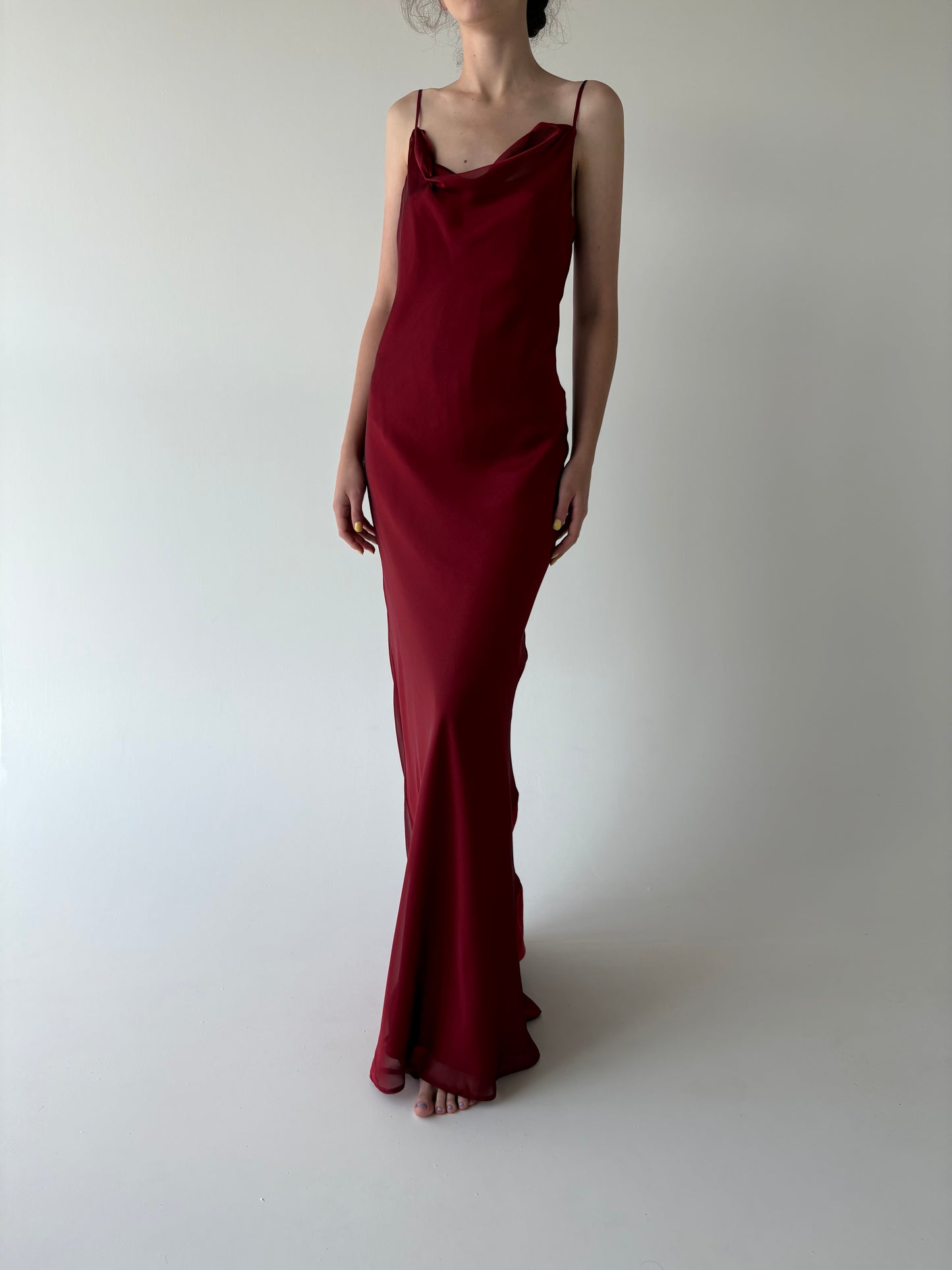 Rochie maxi excepțională tall in bie dark ruby red