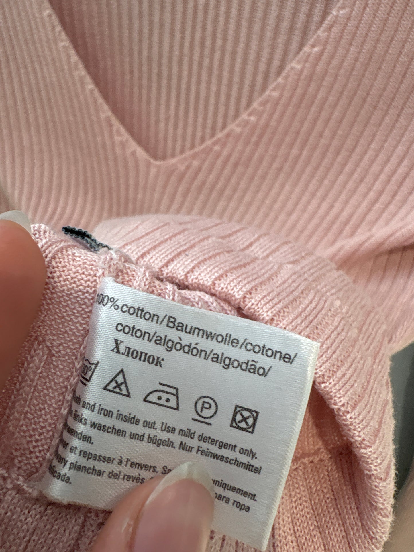 Light cotton knit Hugo Boss ribbed powder pink