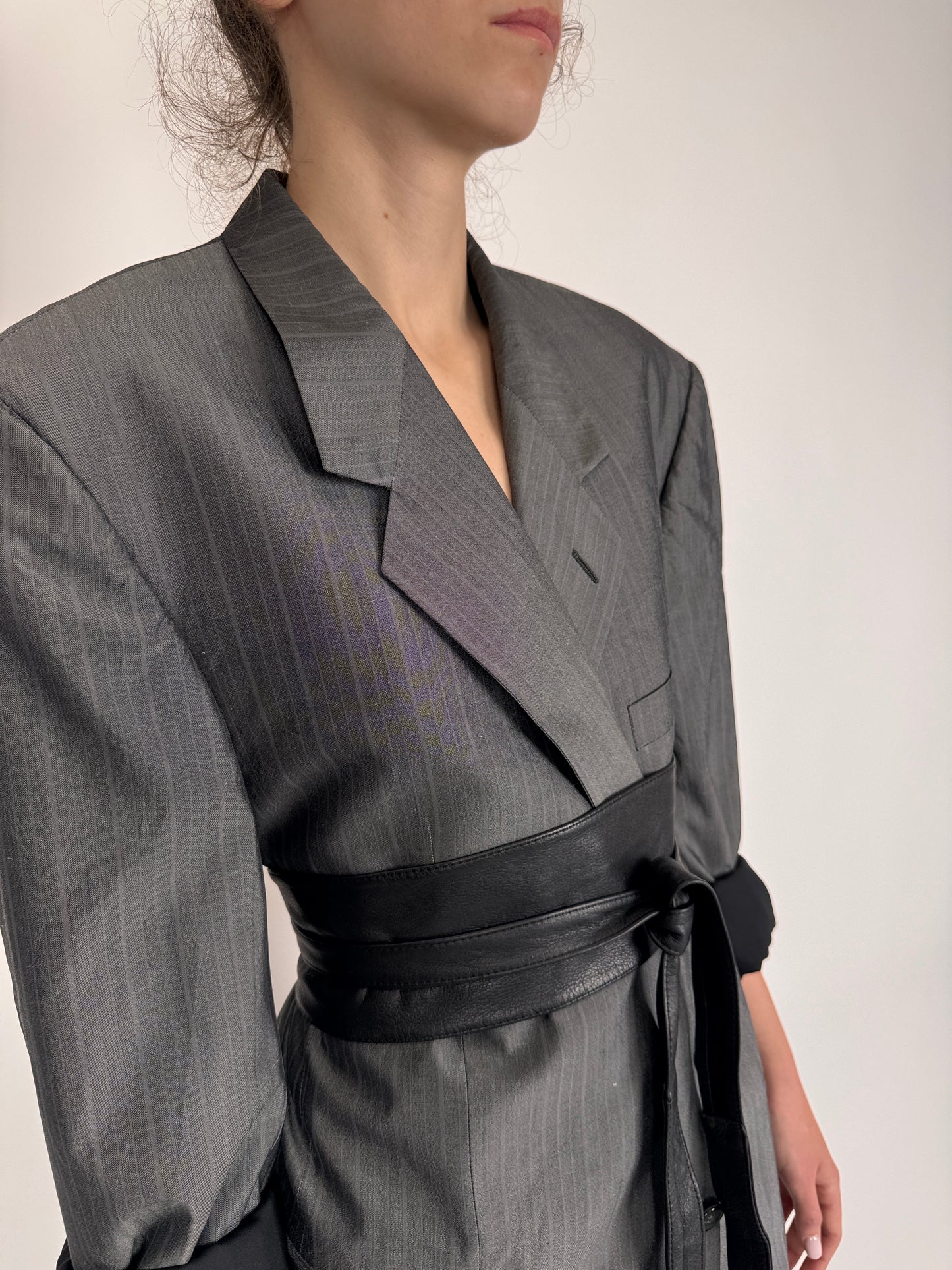 Sacou silver gray din mătase naturală