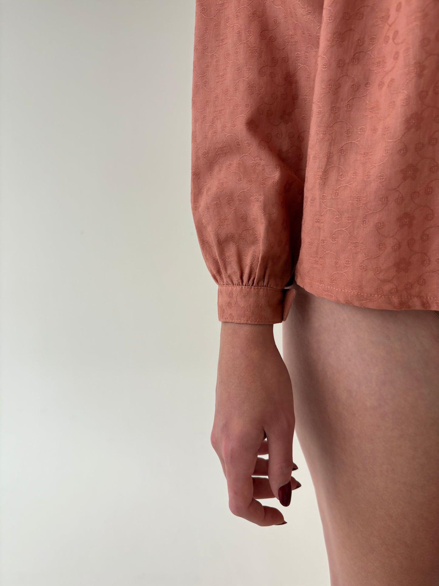 Cămașa vintage din jacquard de bumbac excepțional terracota