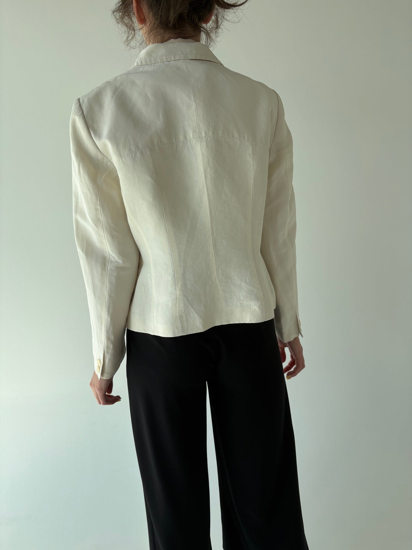 Sacou luxury René Lezard din mătase naturală și în butter white