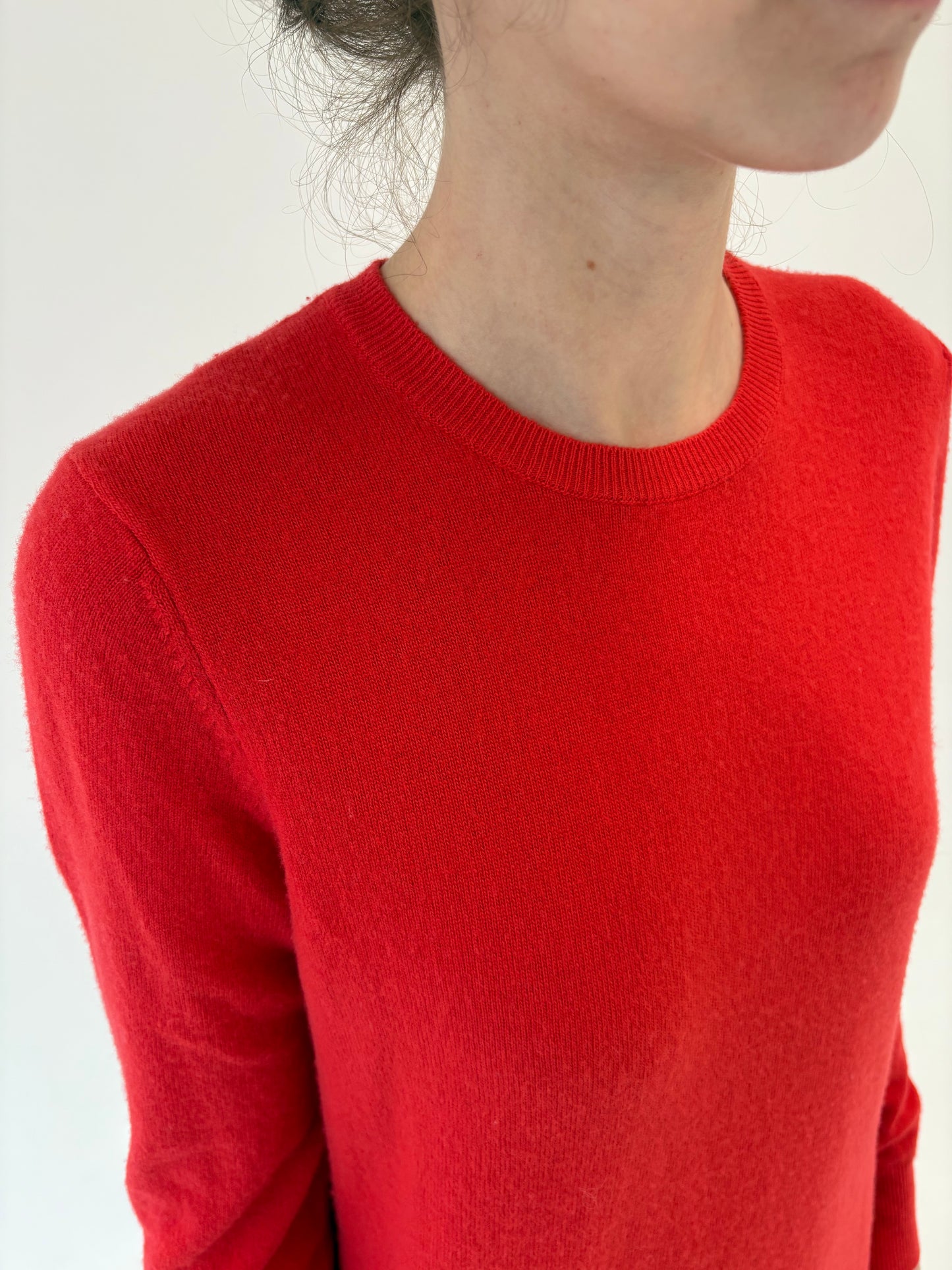 Pulover coral red din lana merino extrafina de gramaj mare tall