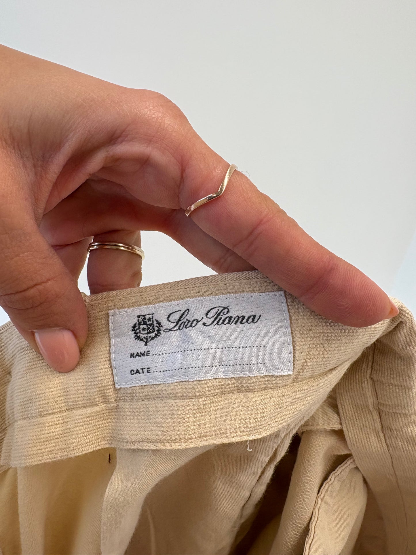 Pantaloni Loro Piana din gabardină de bumbac light nude