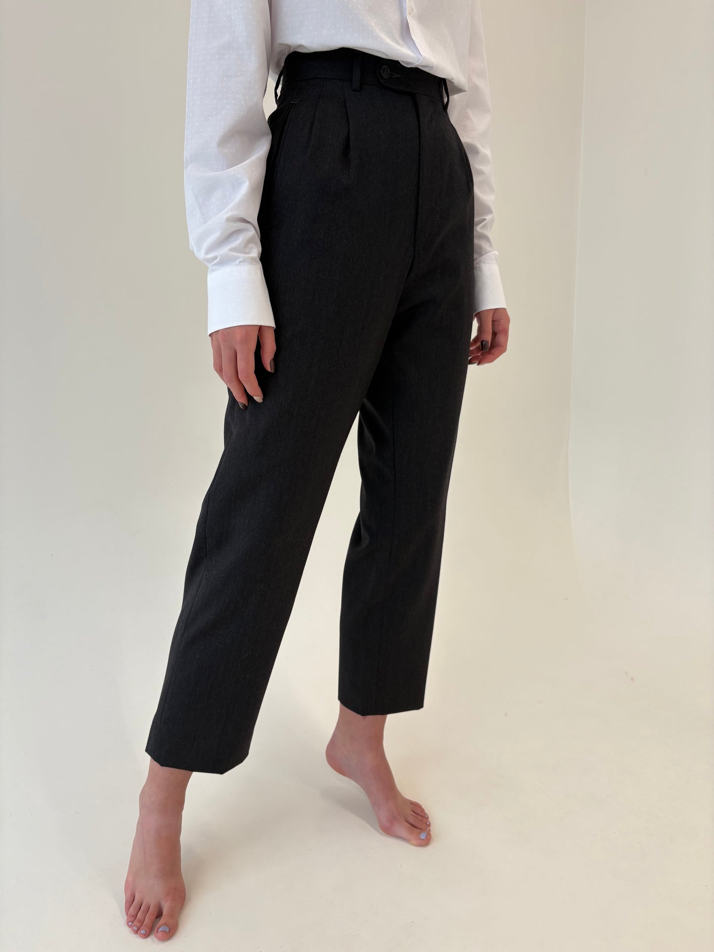 Costum italian charcoal gray din 3 piese și lana extrafina