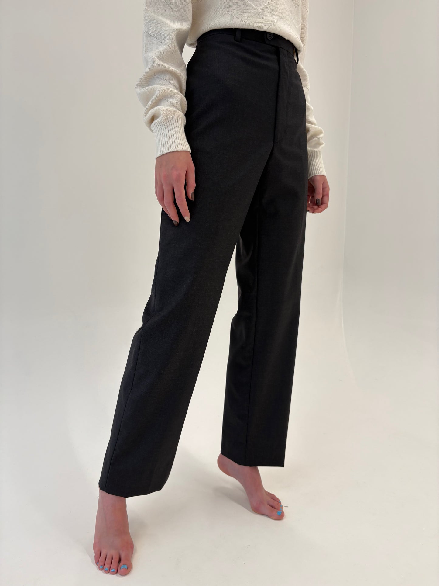 Pantaloni tall din stofă luxury de lana extrafina super 100’s în croi actual