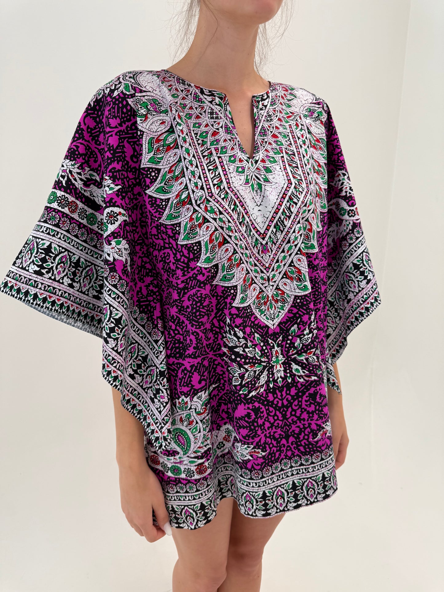 Tunica în culori tari din canvas de bumbac cu print paisley superb