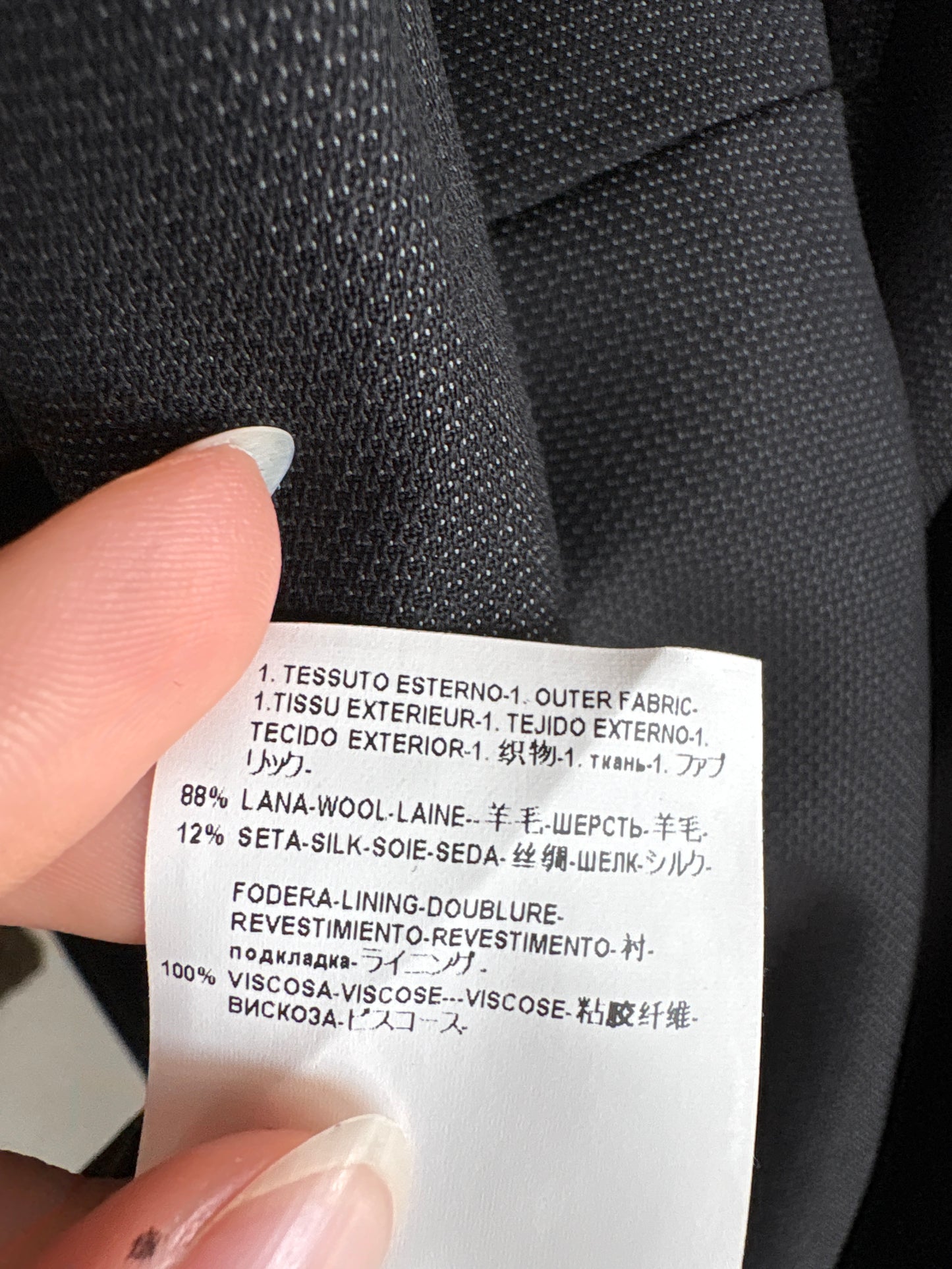Sacou negru Versace din lanita și mătase naturală în croi actual