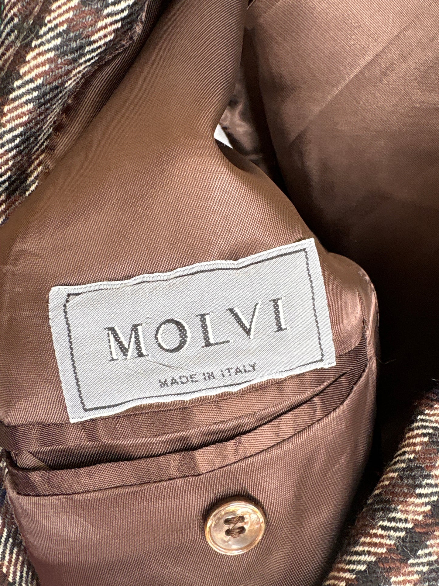 Sacou vintage italian în carouri din lana extrafina groasă