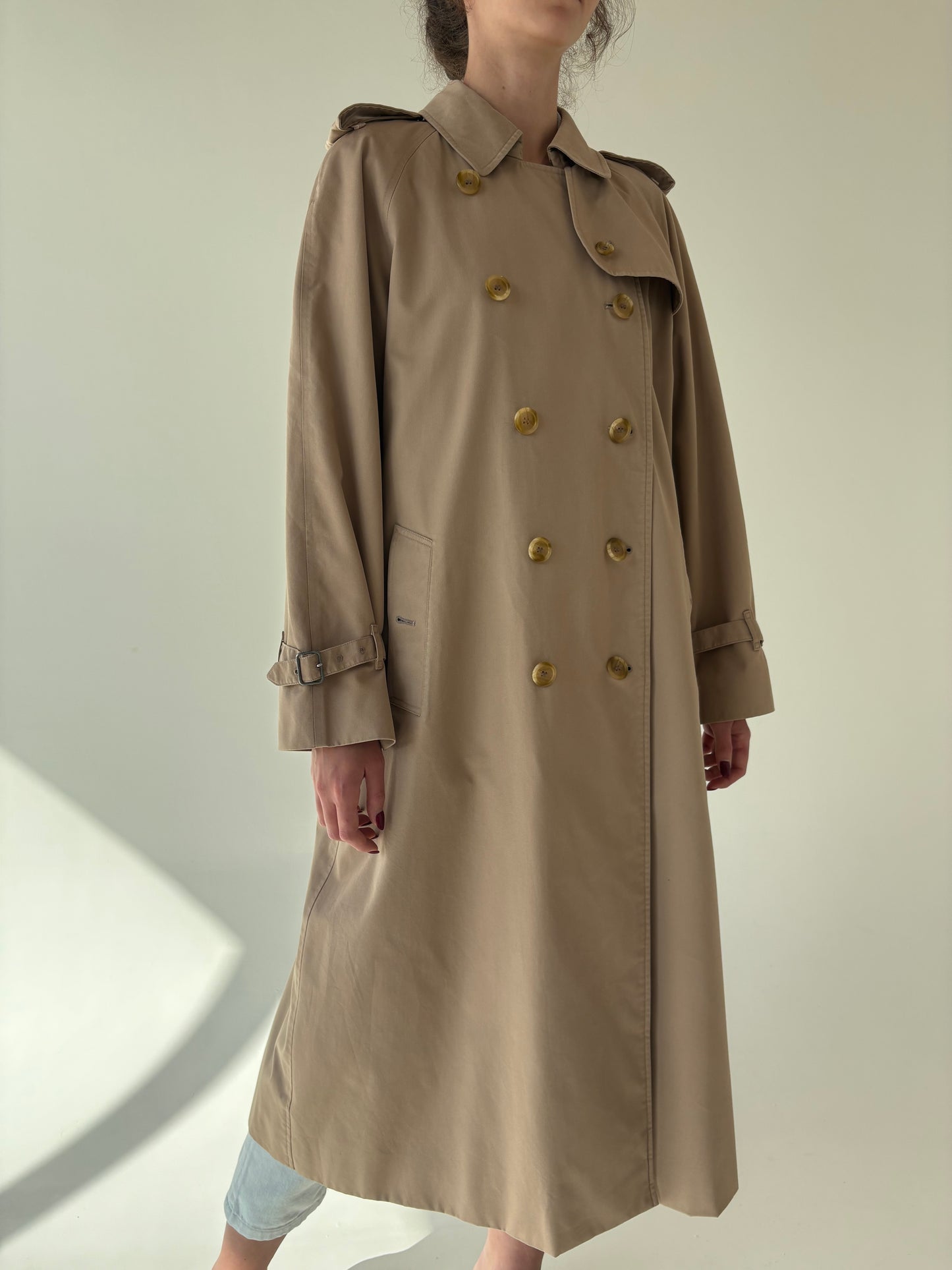 Trench vintage Burberry camel din gabardină