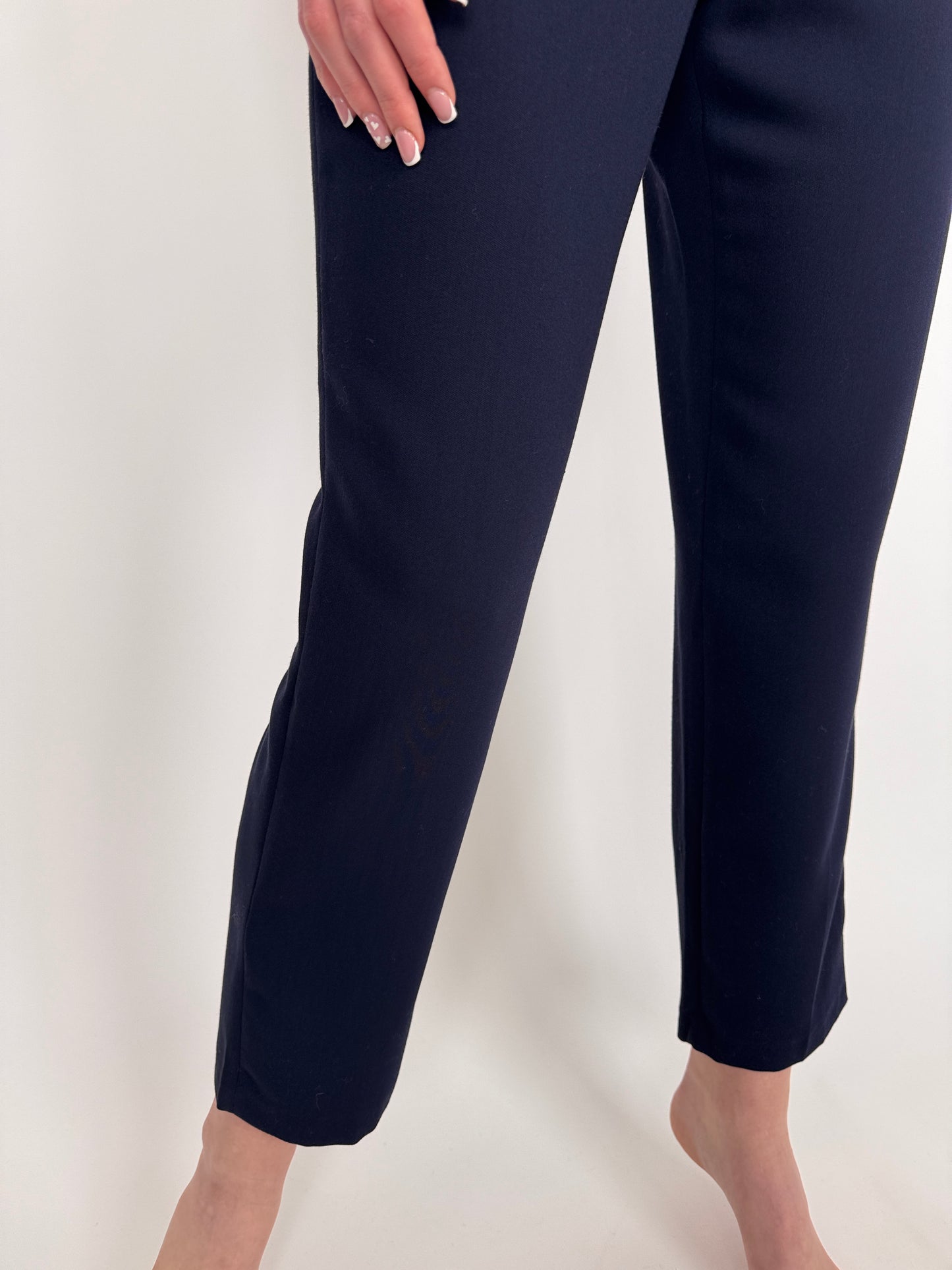 Pantaloni Navy cu talie ultra marcată înaltă