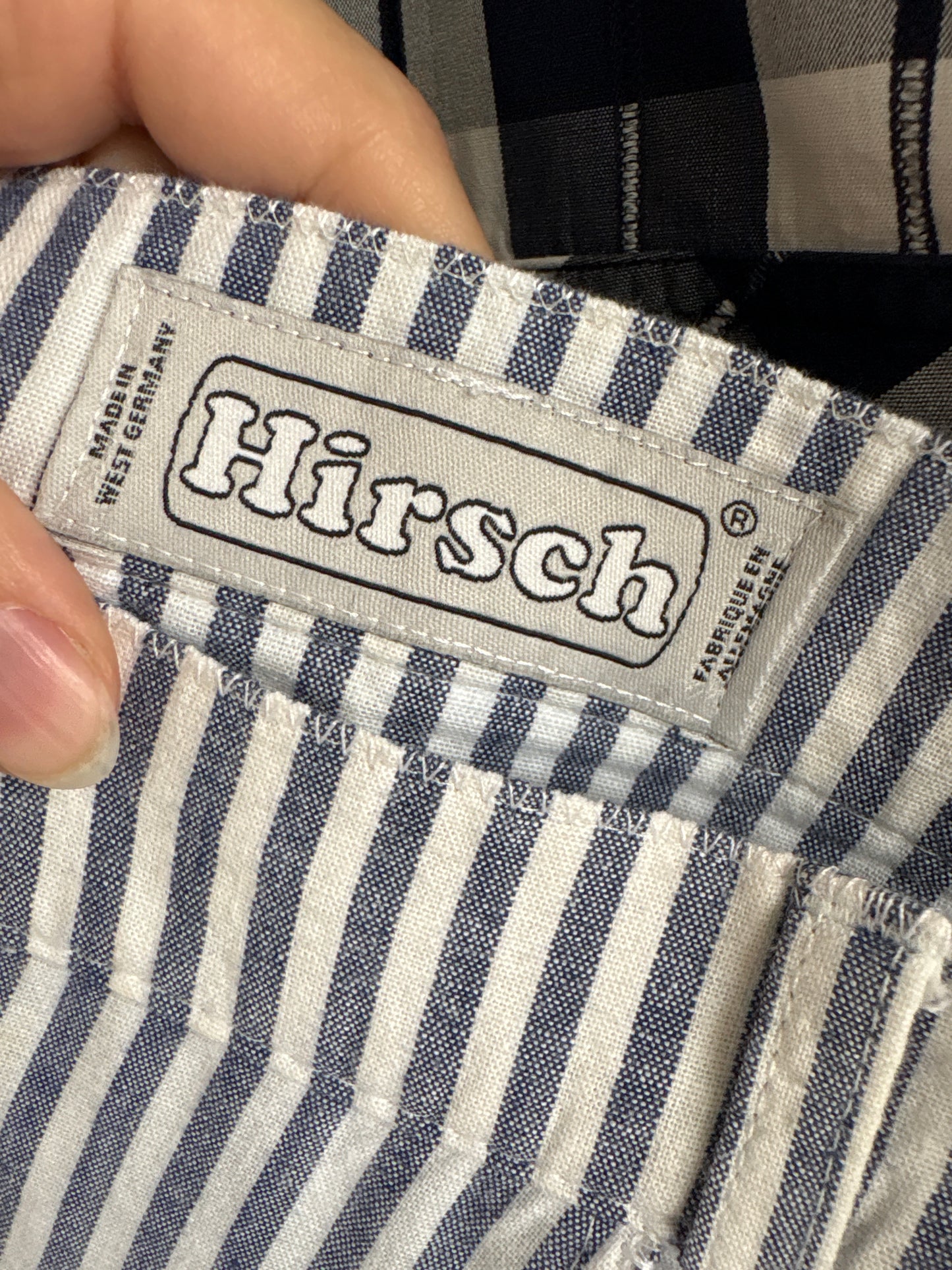 Fustă vintage spre maxi în dungi cu buzunare din pânză de bumbac