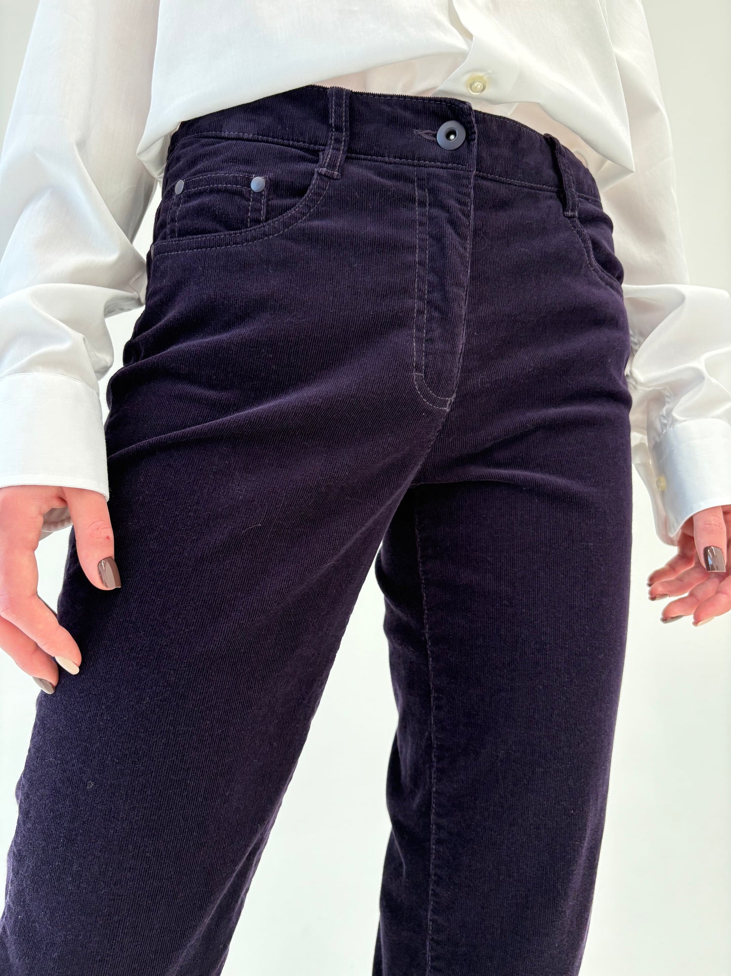 Pantaloni dark aubergine din catifea penelul modelatoare