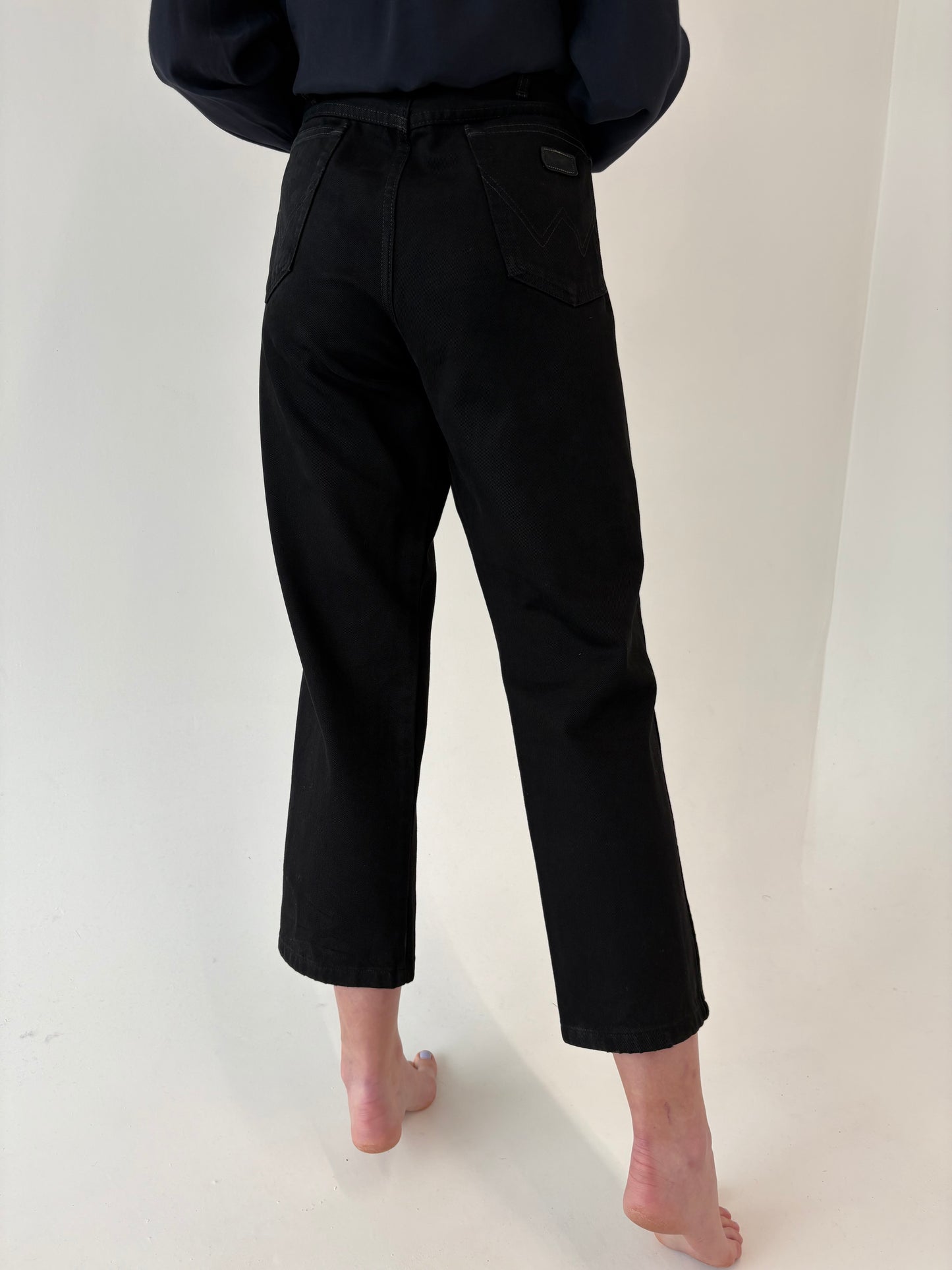 Jeans vintage premium negri straight leg cu talie înaltă