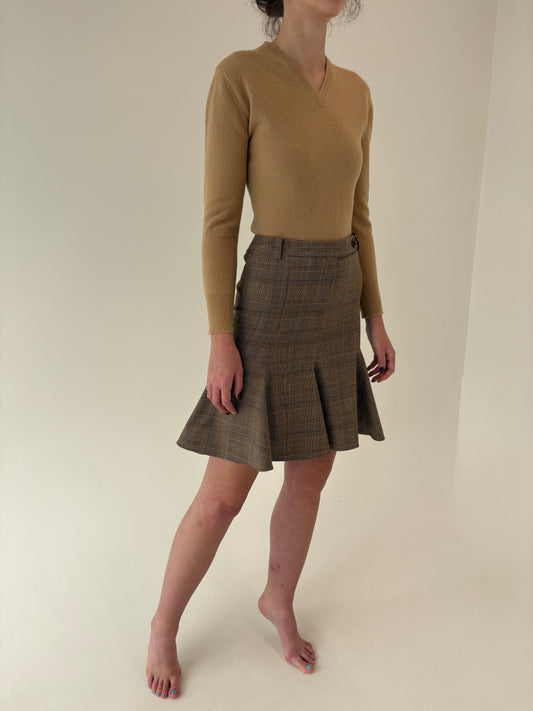 Fustă de brand luxury Patrizia Pepe din lana extrafina în carouri