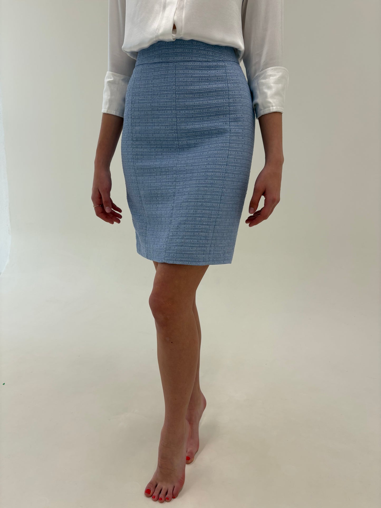 Fustă luxury Salvatore Ferragamo creion baby blue