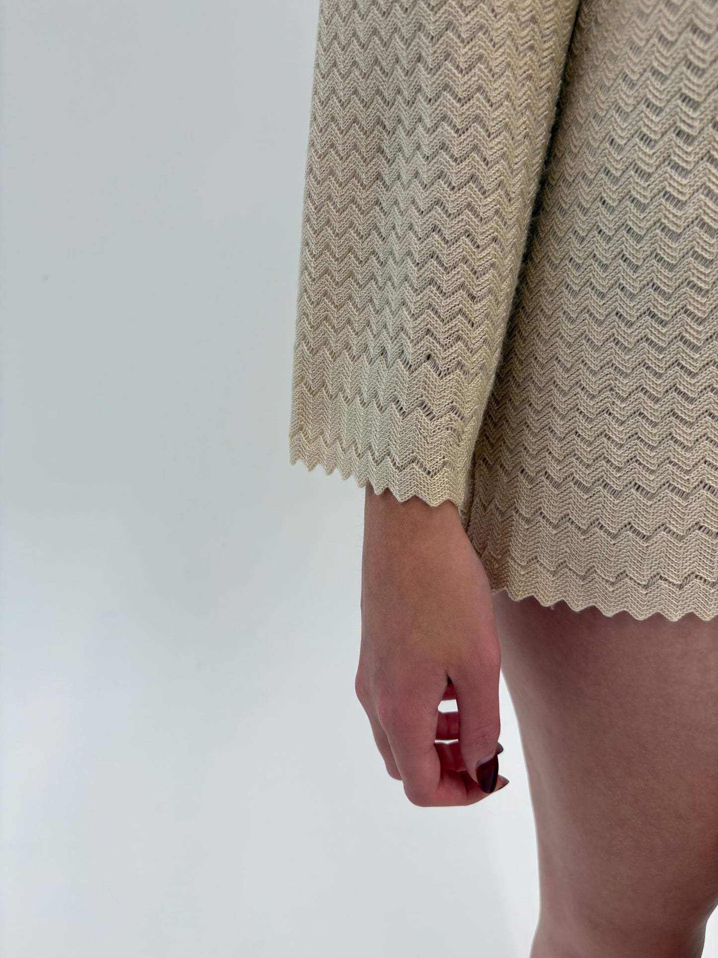 Cardigan vintage nude cu mâneci evazate din lana extrafina de gramaj mare