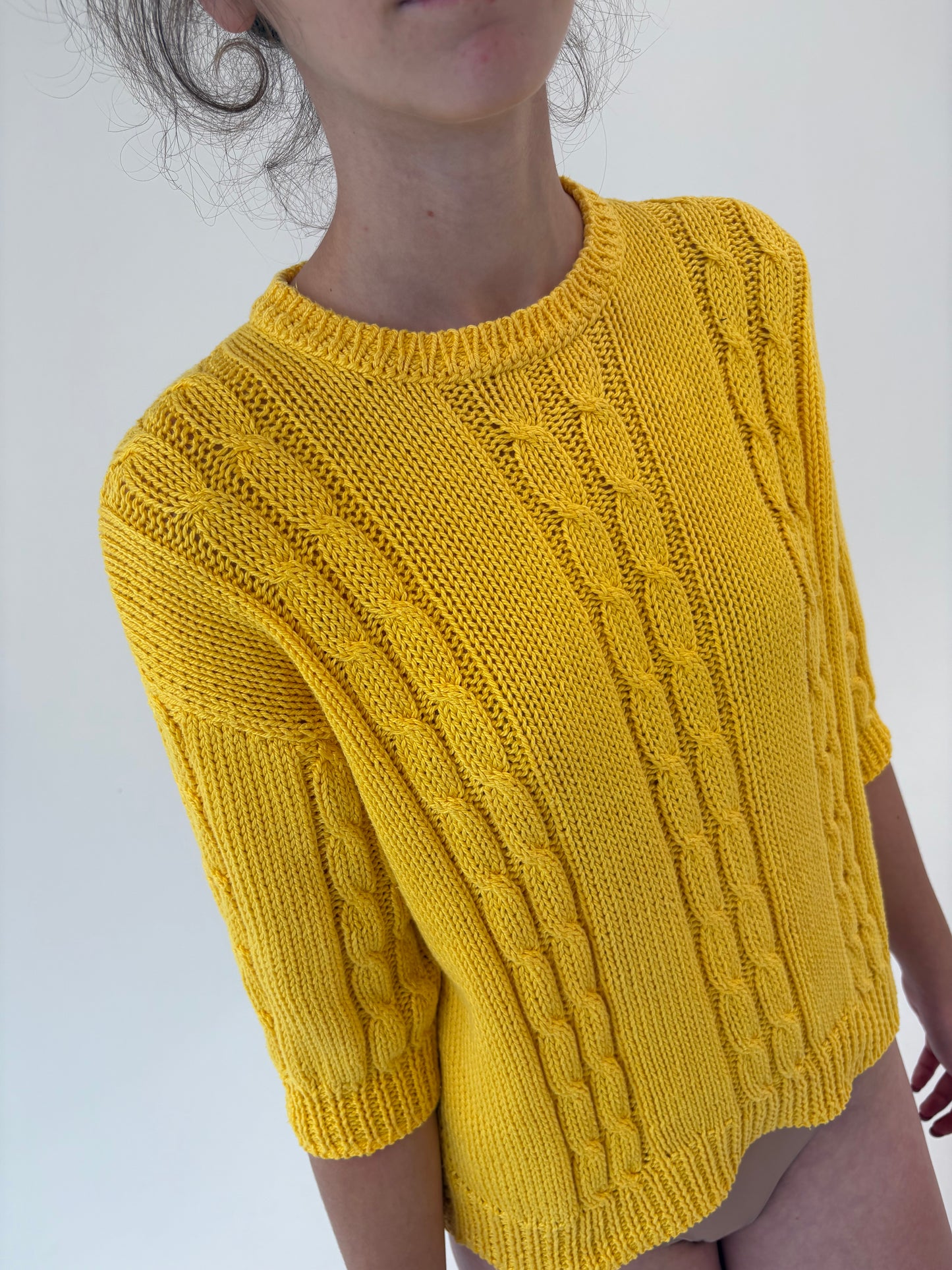 Top vintage cu torsade din bumbac super gros de gramaj mare