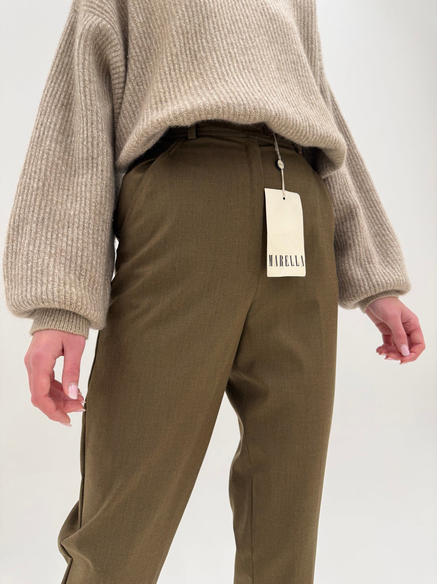 Pantaloni noi Marella by Max Mara tigareta din lana extrafina în culoare superbă