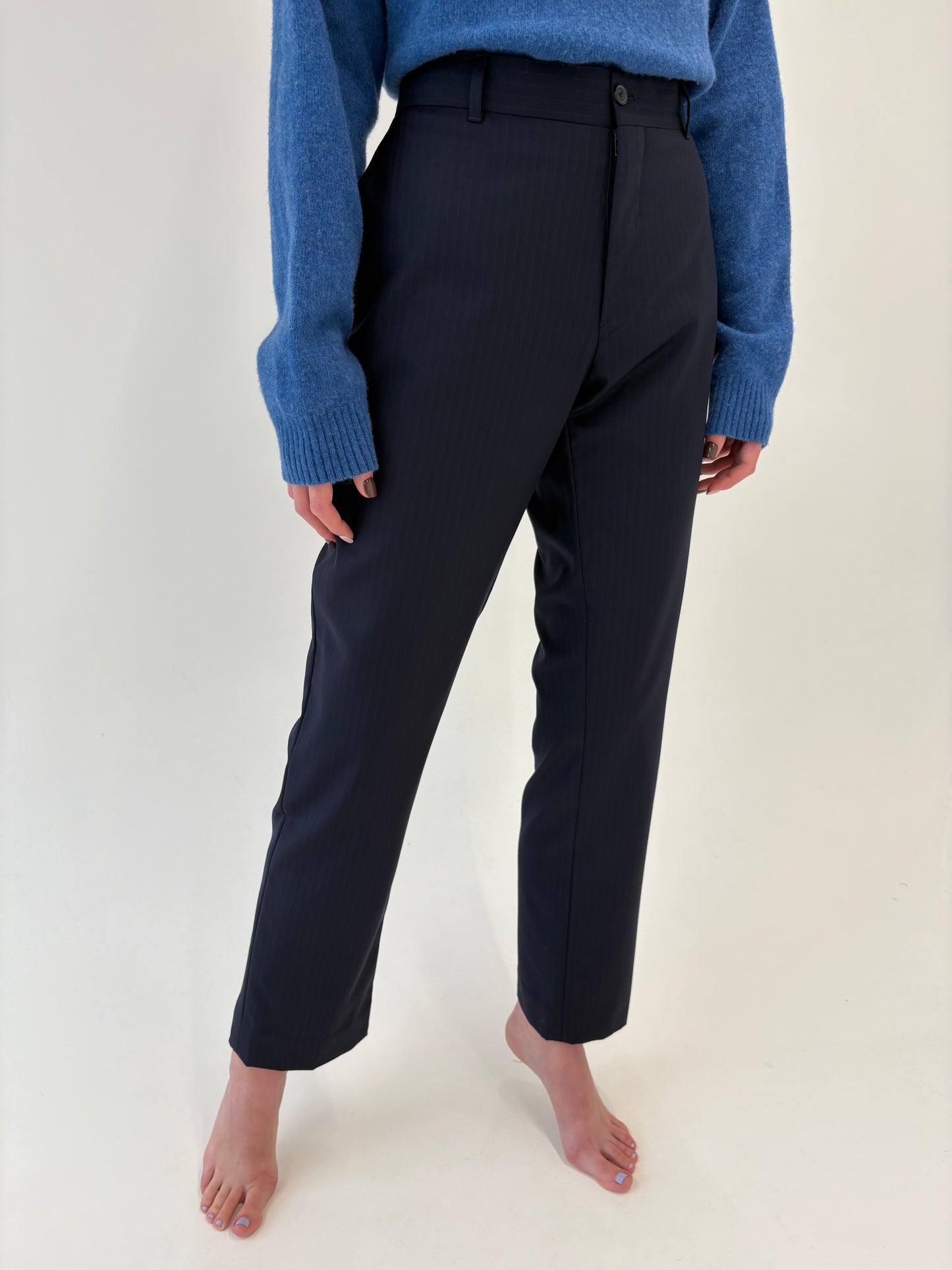Costum în croi actual din lana extrafina tall Navy blue