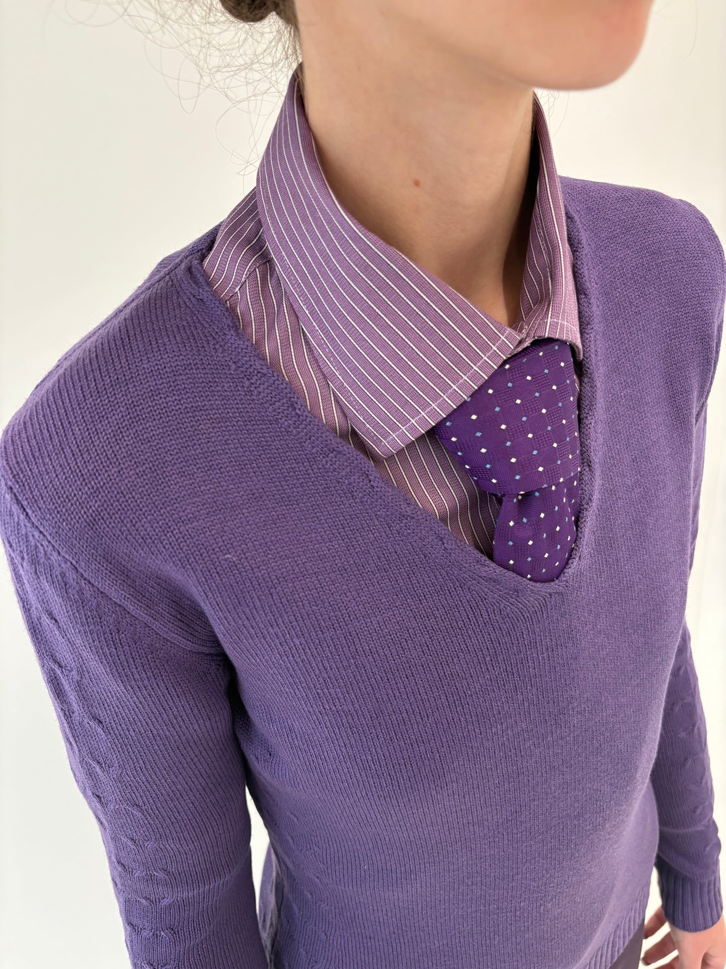 Pulover lavanda italian de gramaj mare din lana merino extrafina