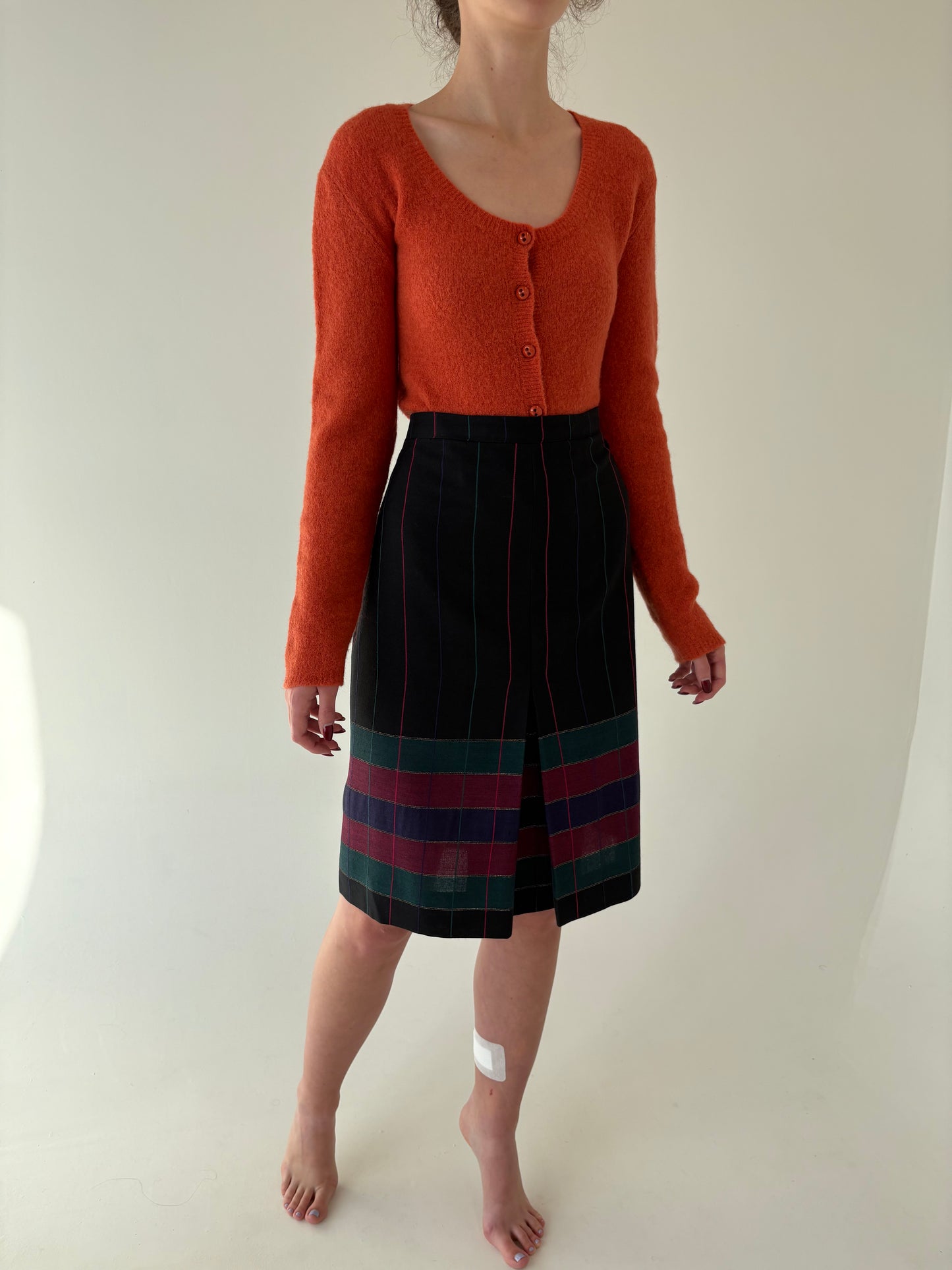 Fustă cu talie ultra înaltă din lana extrafina în culori superbe