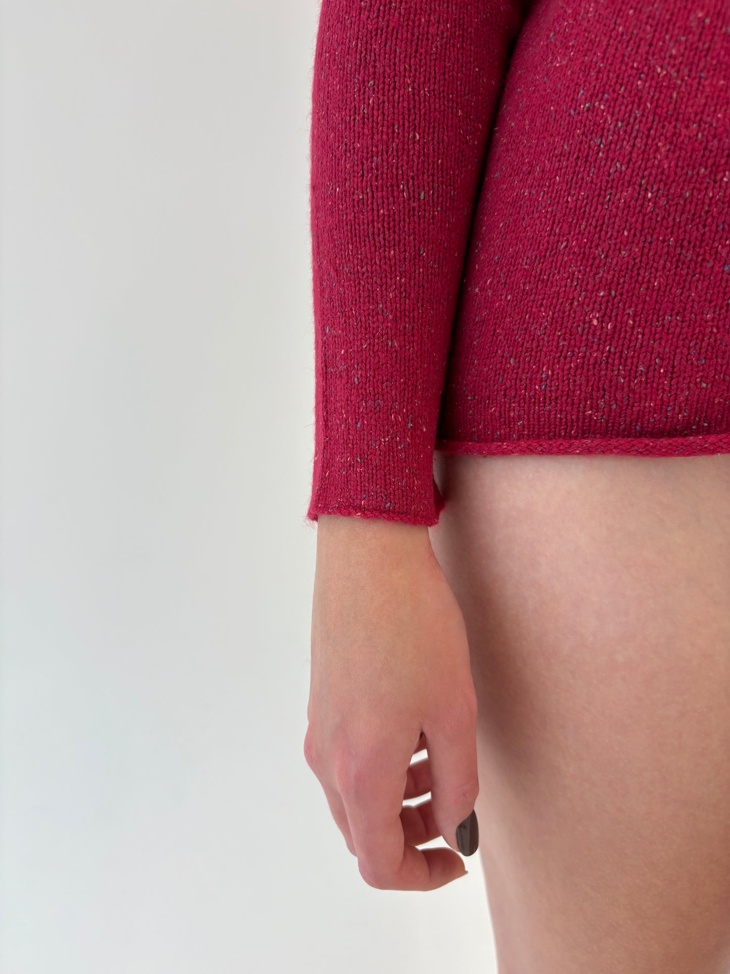 Maleta whine red din tricot de mătase naturală cu Angora de gramaj mare