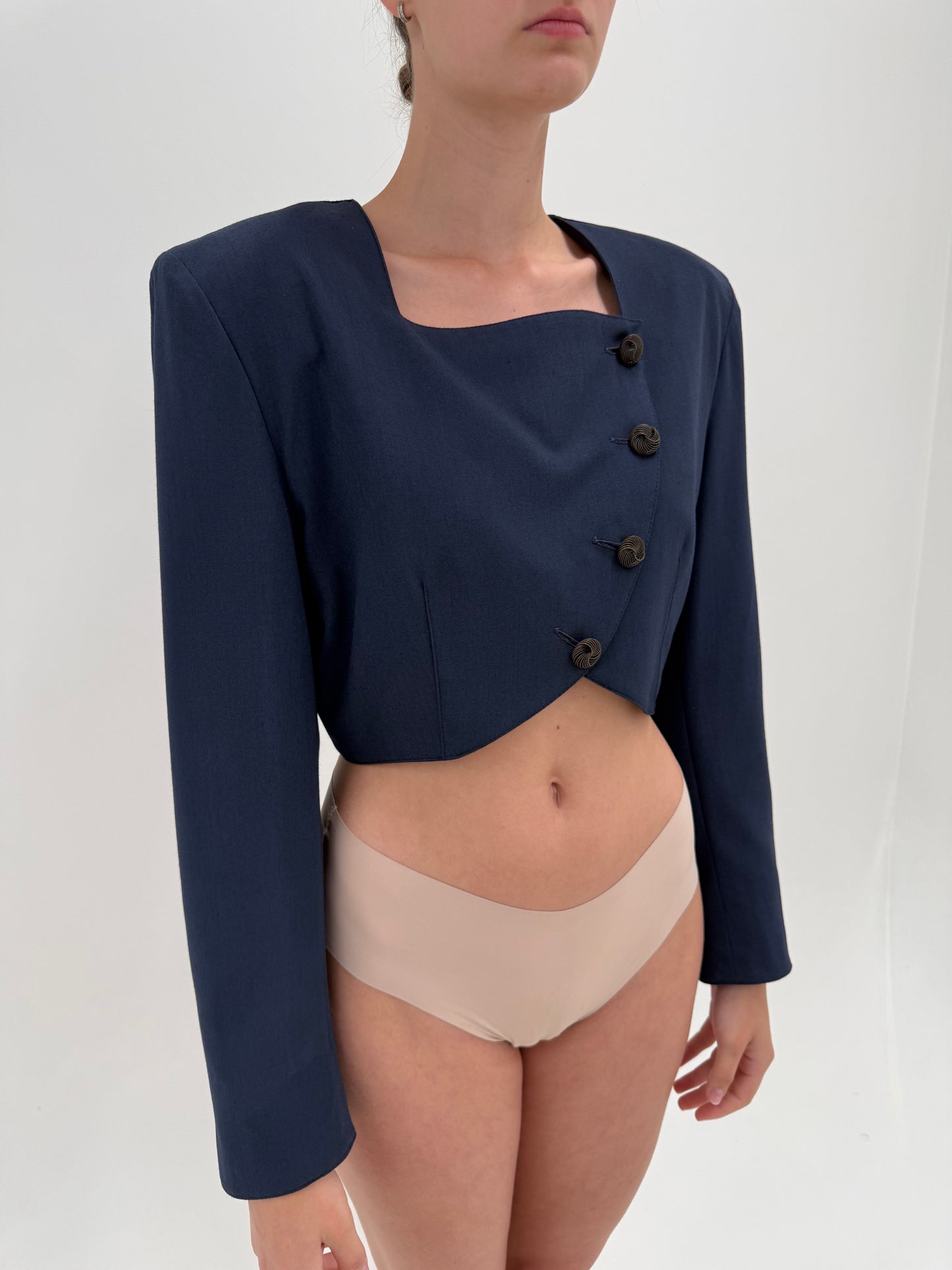 Sacou italian vintage de designer în croi ultra cambrat retro modern