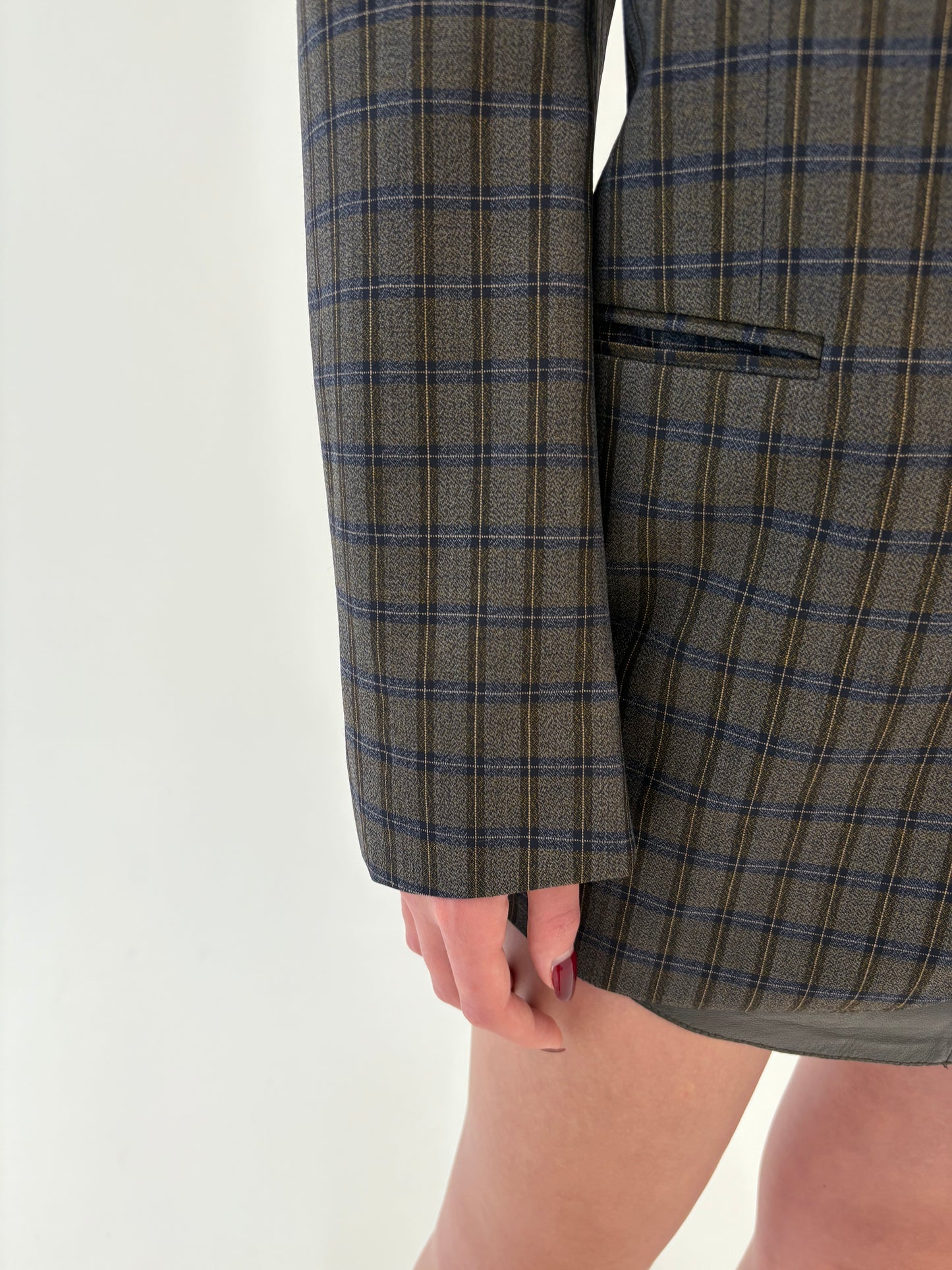 Sacou din la alura extrafina certificată chocolate brown în carouri