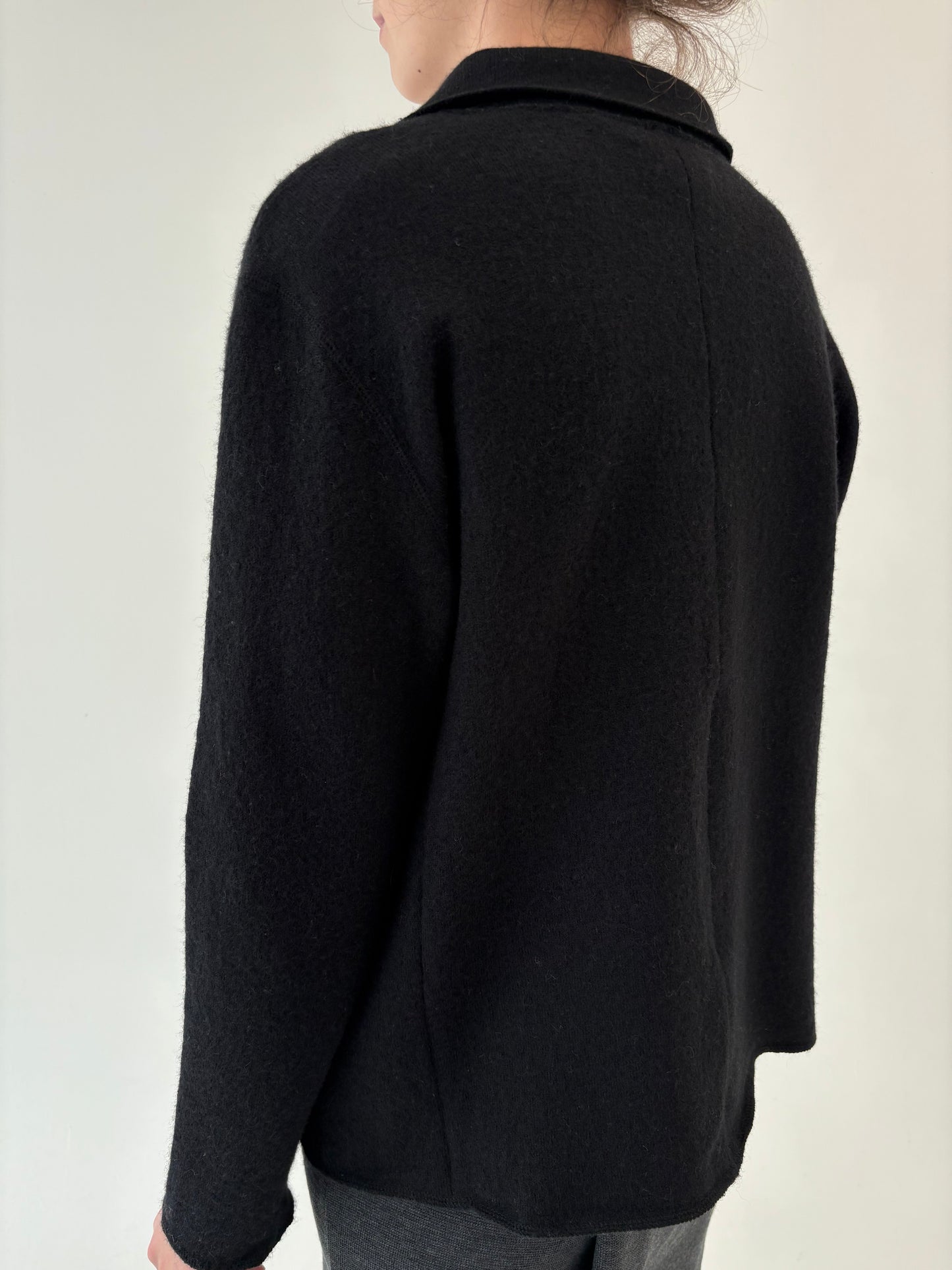 Sacou luxury negru Krizia din boiled wool ultra confort petite