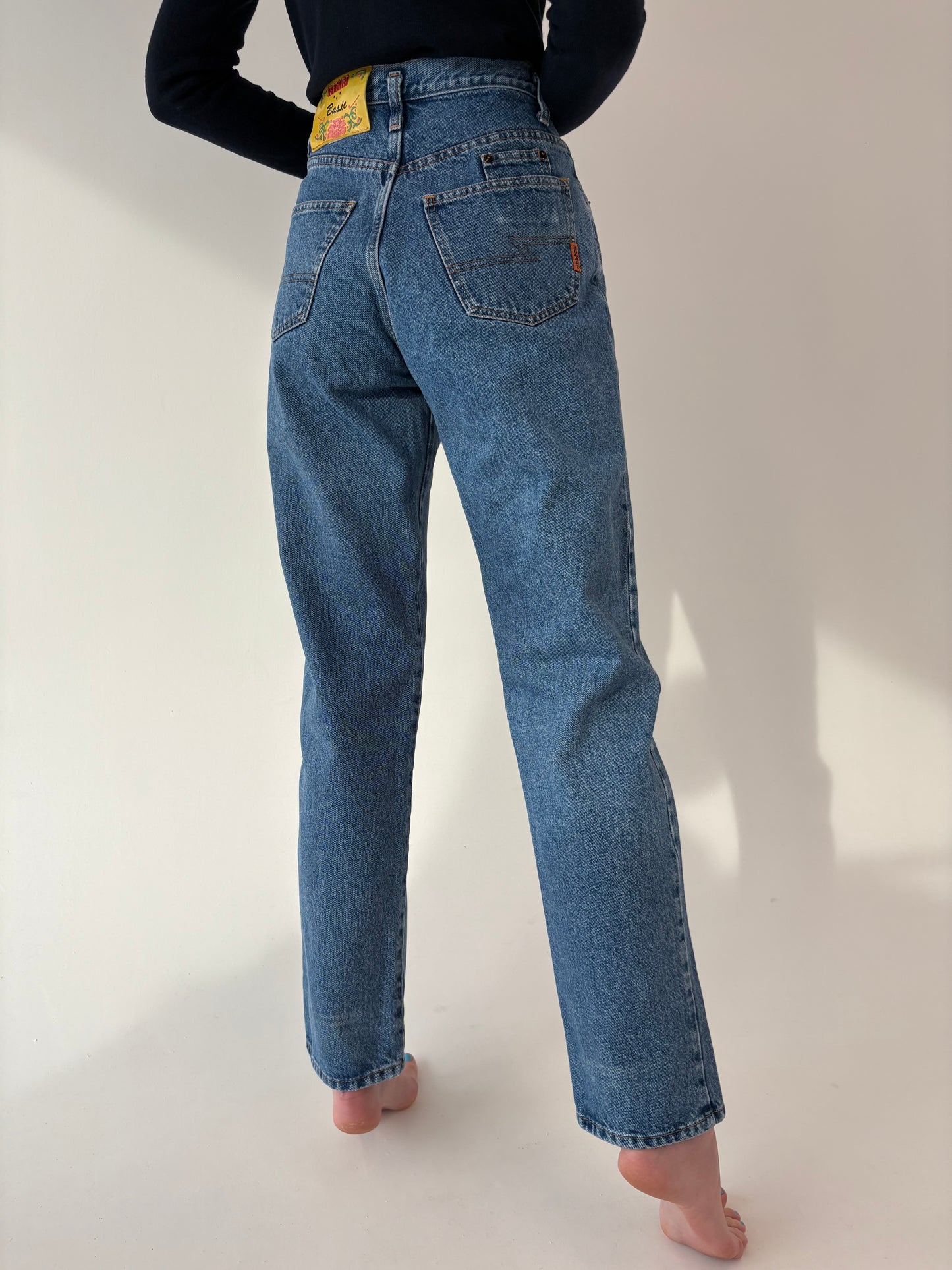 Jeans premium vintage cu talie ultra înaltă mom fit tall classic wash