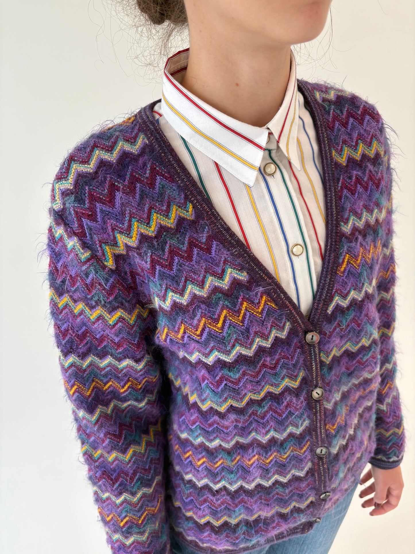 Cardigan vintage italian excepționali în stil Missoni din lana extrafina