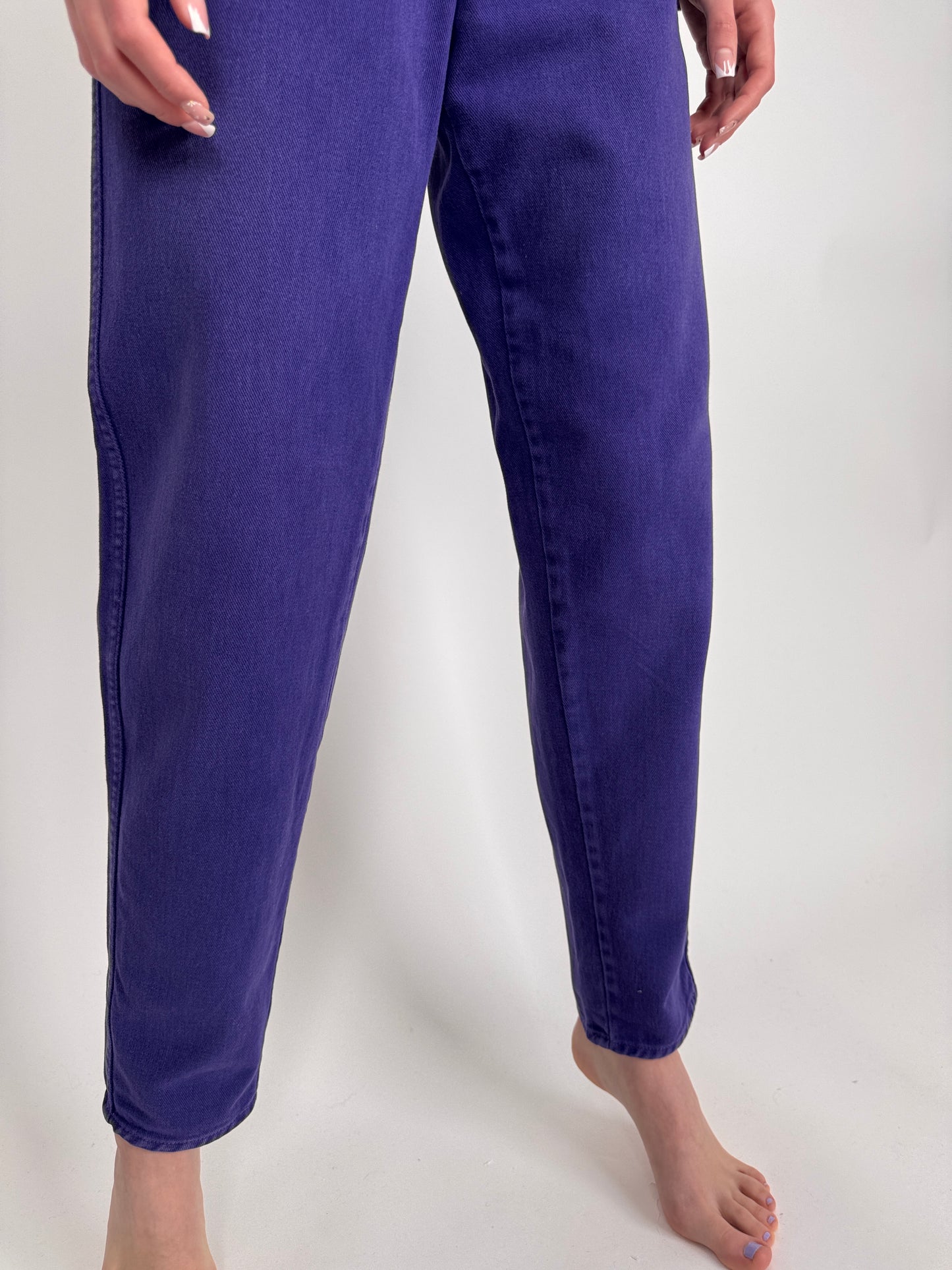Jeanși vintage premium electric purple cu talie ultra înaltă mum fit