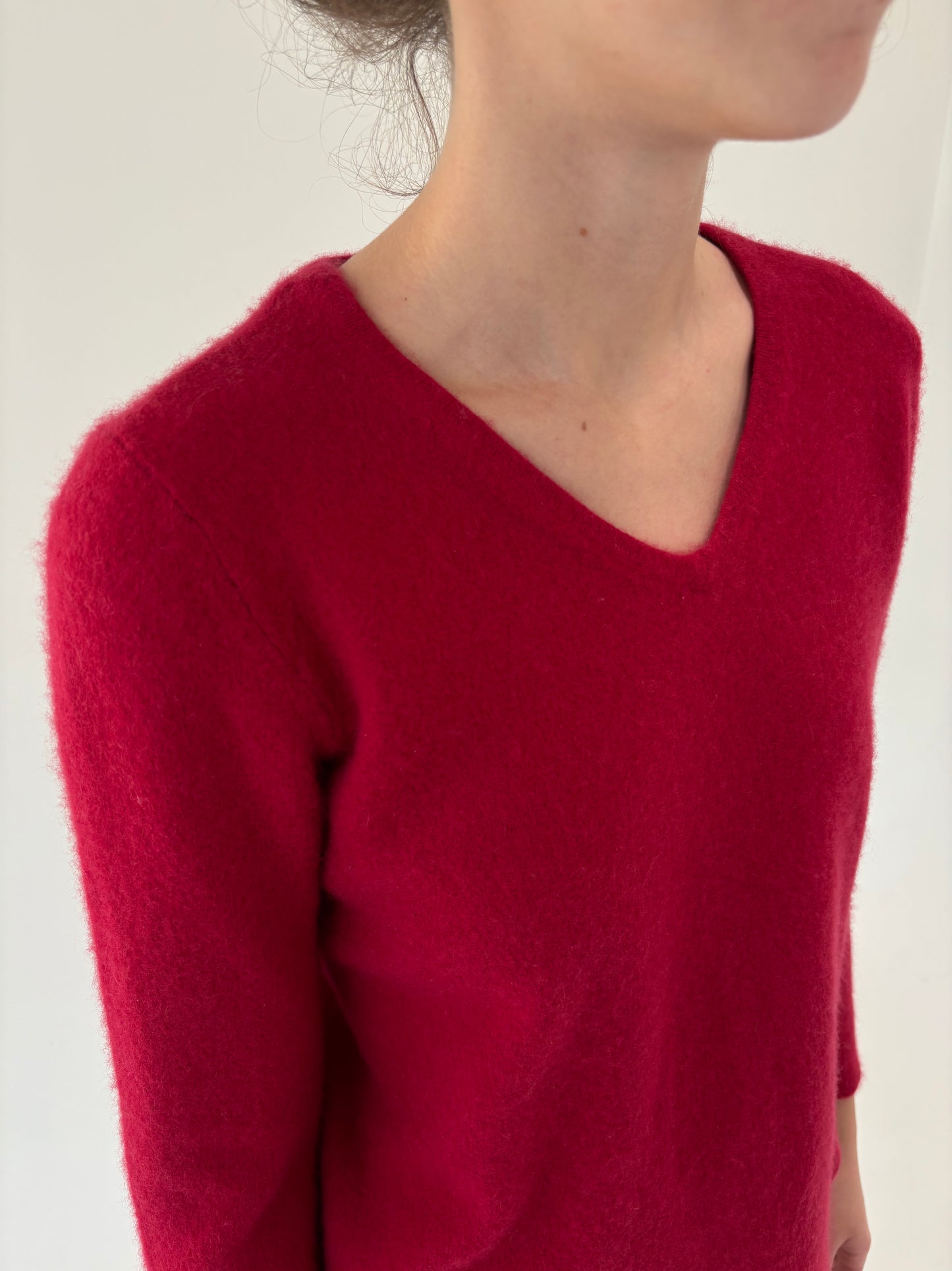 Pulover petite din cașmir multiply cherry red