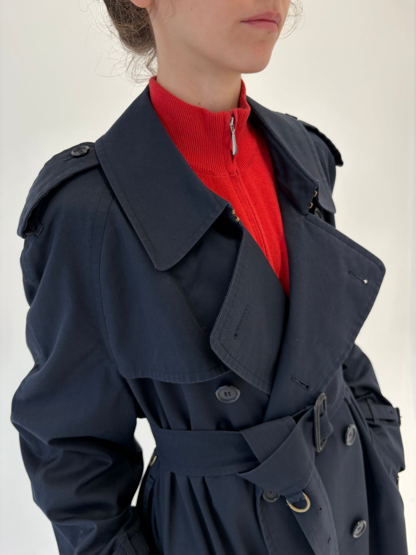 Trench vintage Burberry tall plus size cu talie reglabilă