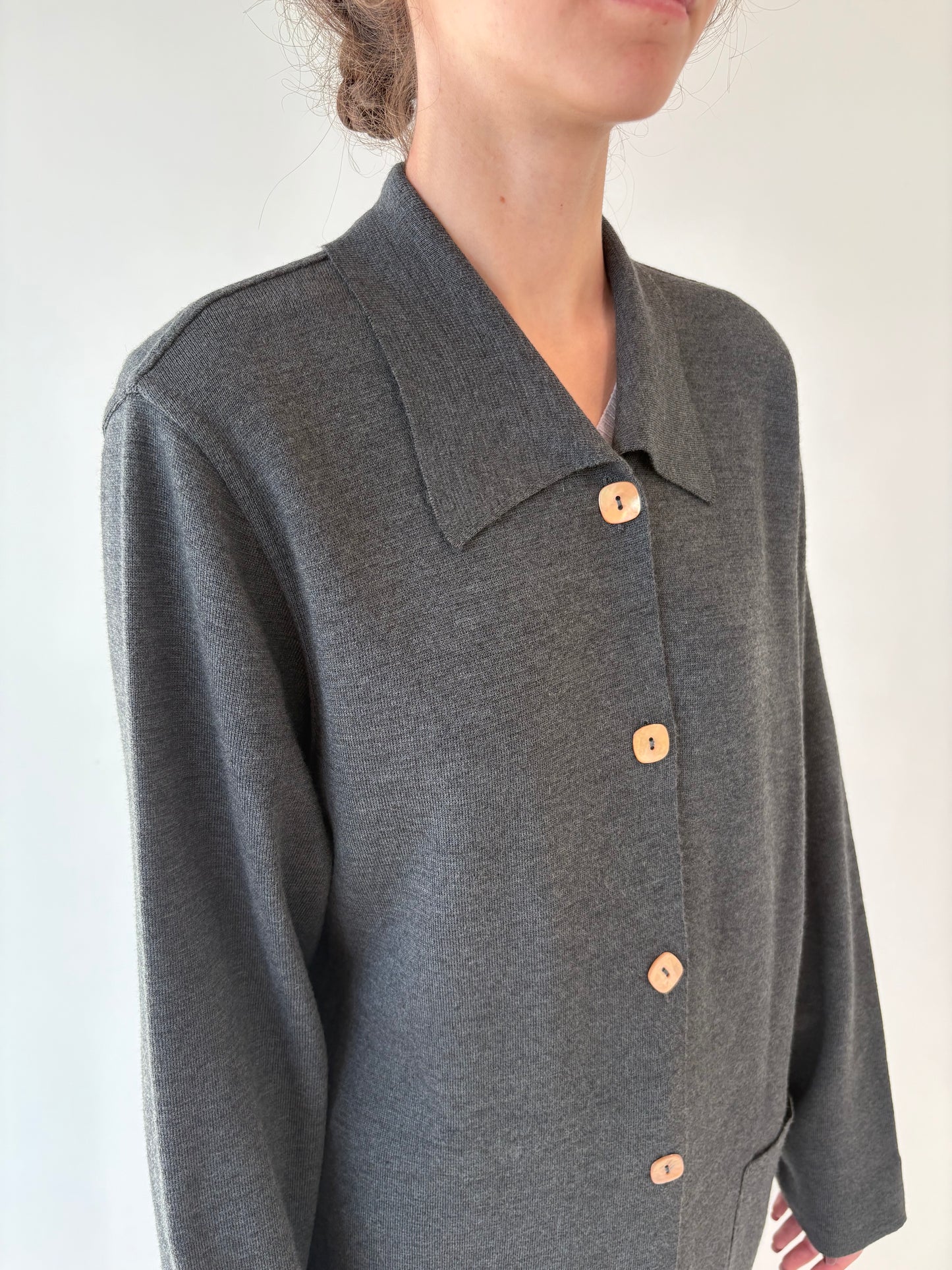 Palton lung exceptional italian din jerse din lana merino extrafina