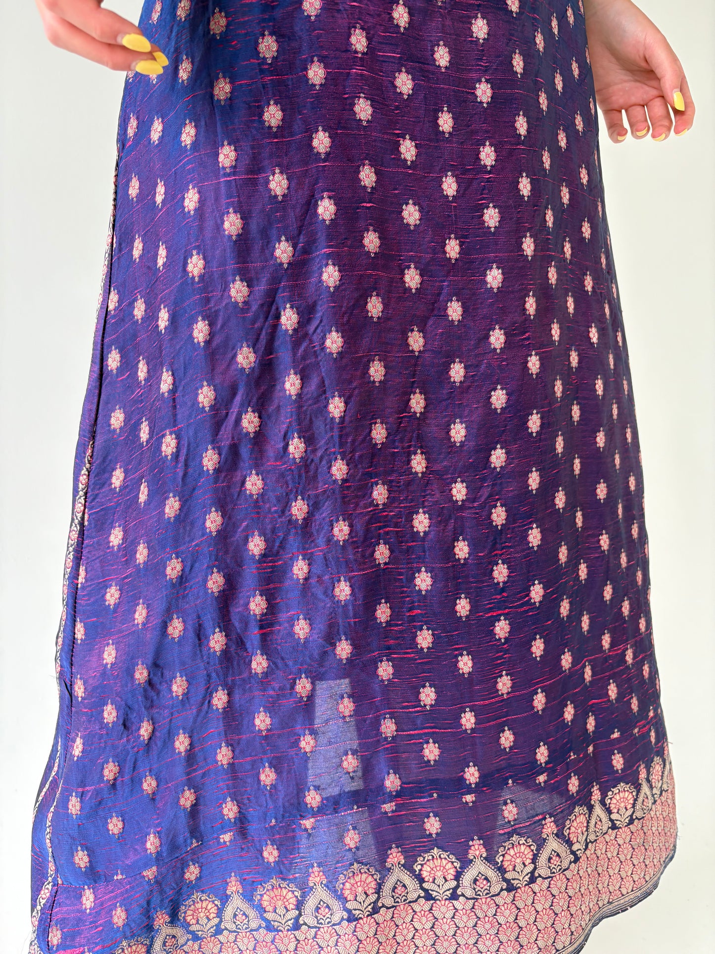 Rochie vintage maxi din jacquard moale de mătase naturală