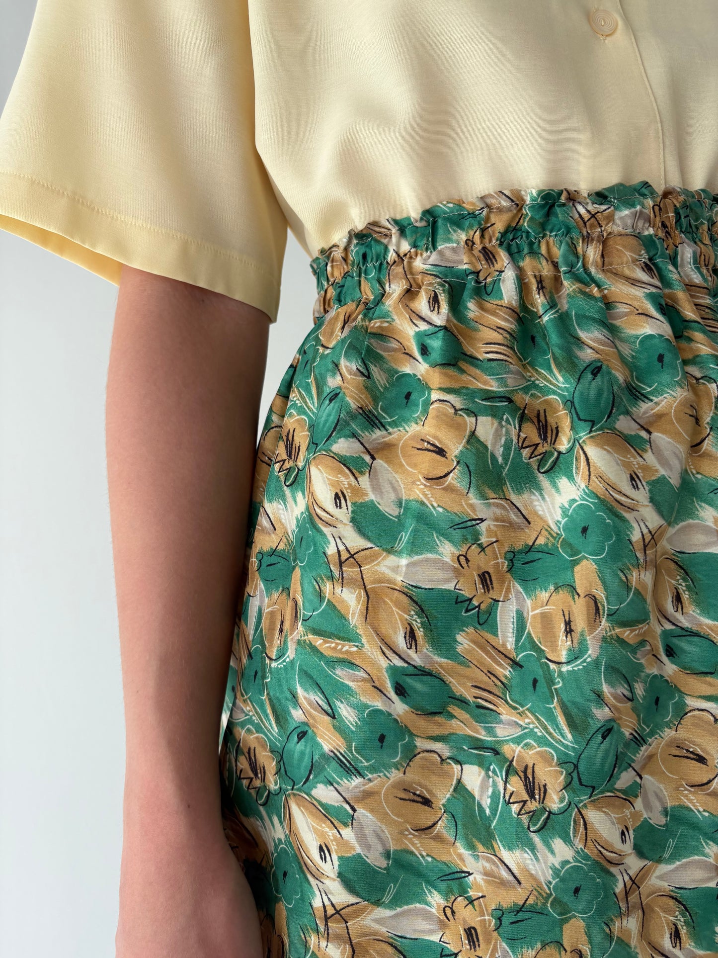 Culottes din mătase naturală cu talie înaltă elastică