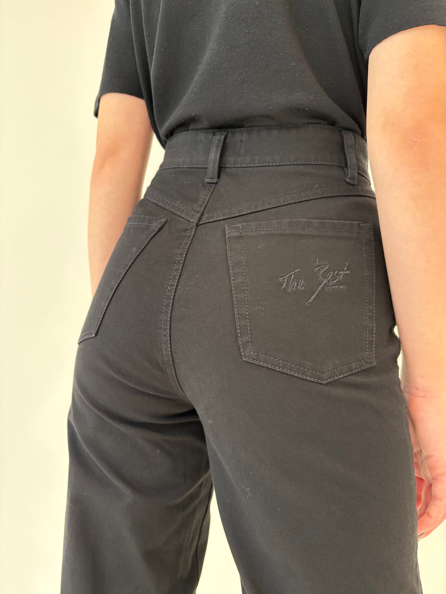 Jeans negri ultra confort modelatori din bumbac și lycra cu talie ultra înaltă