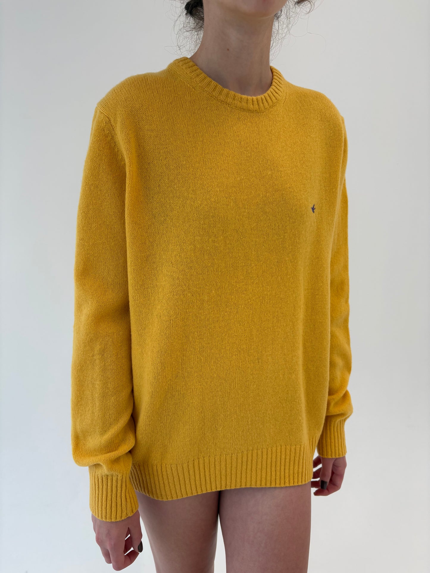 Pulover tall saffron yellow din lana groasa extrafina de gramaj mare