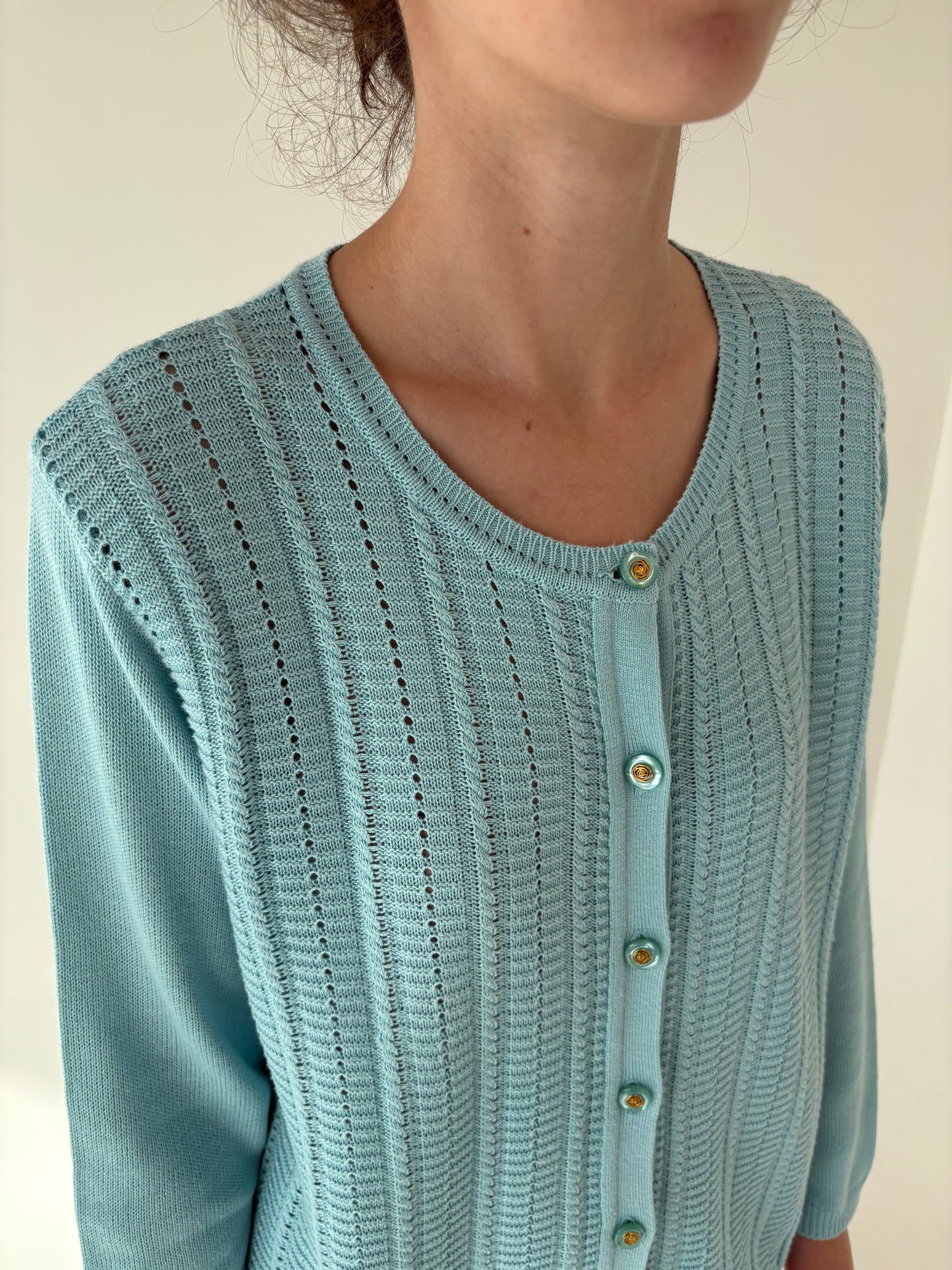 Cardigan vintage italian din bumbac de gramaj mare