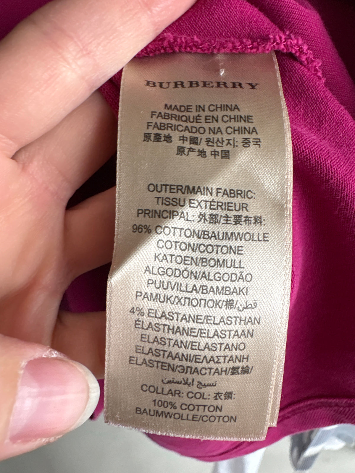 Top Burberry polo magenta din bumbac pique feminin