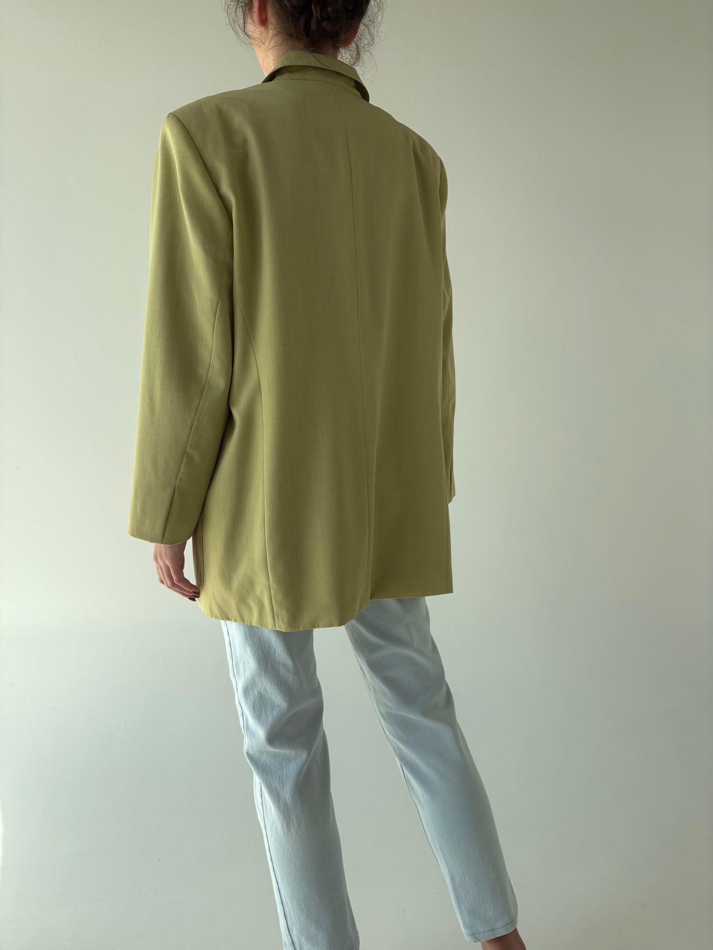 Sacou vintage seaweed green din stofita extrafina de lana