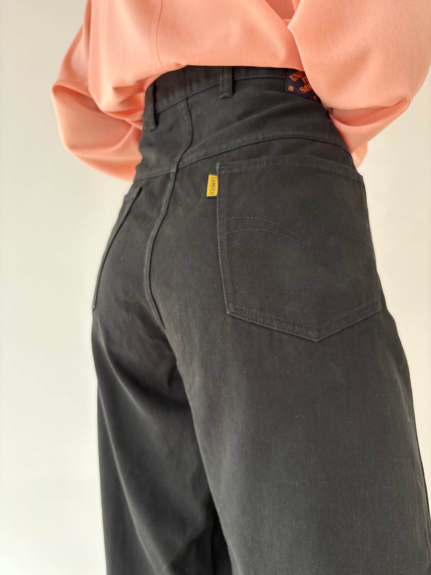 Jeans vintage plus size din bumbac gros cu talie înaltă