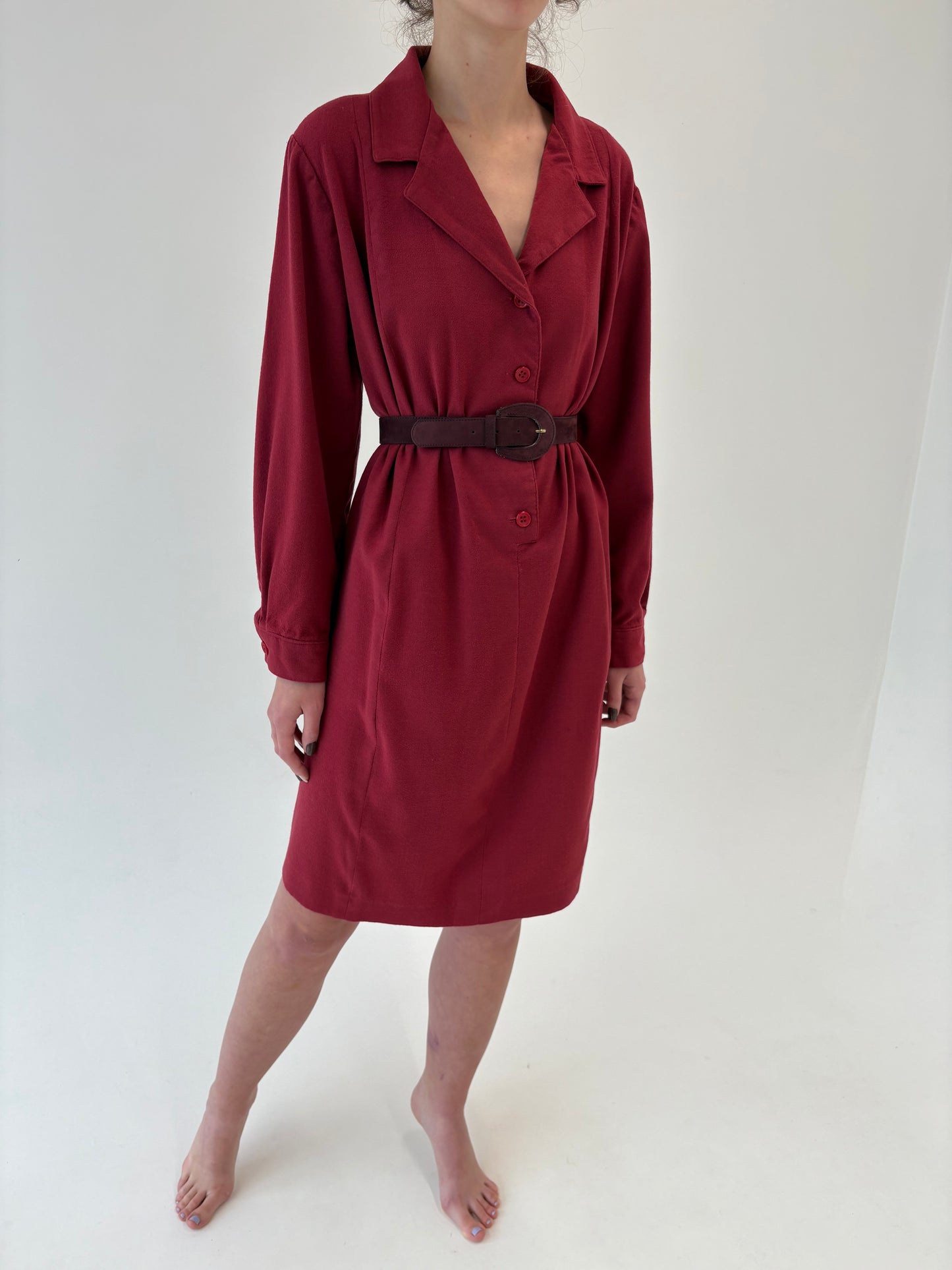 Rochie vintage Marsala red din lana extrafina plină