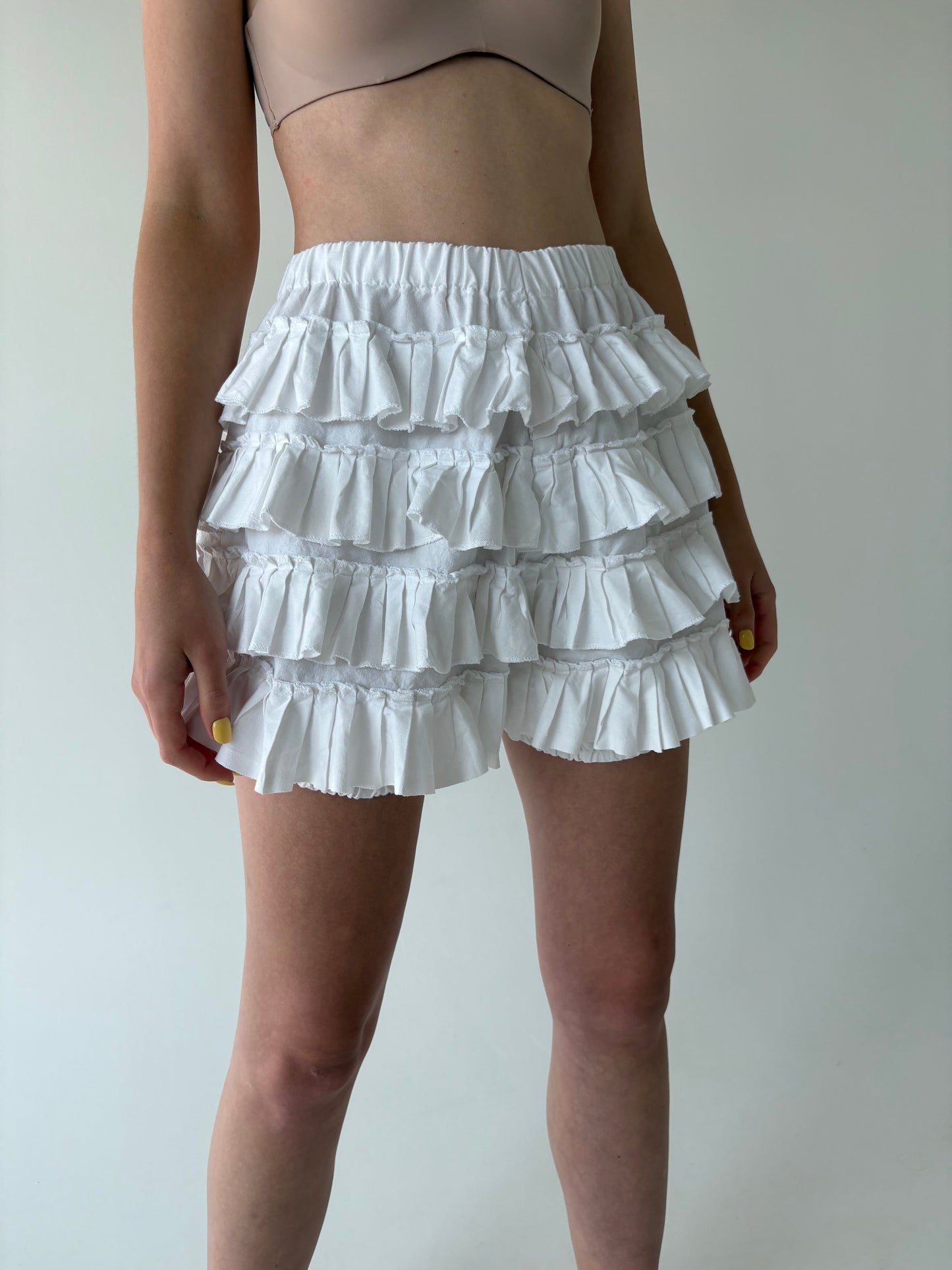 Pantaloni vintage din pânză de bumbac cu volane