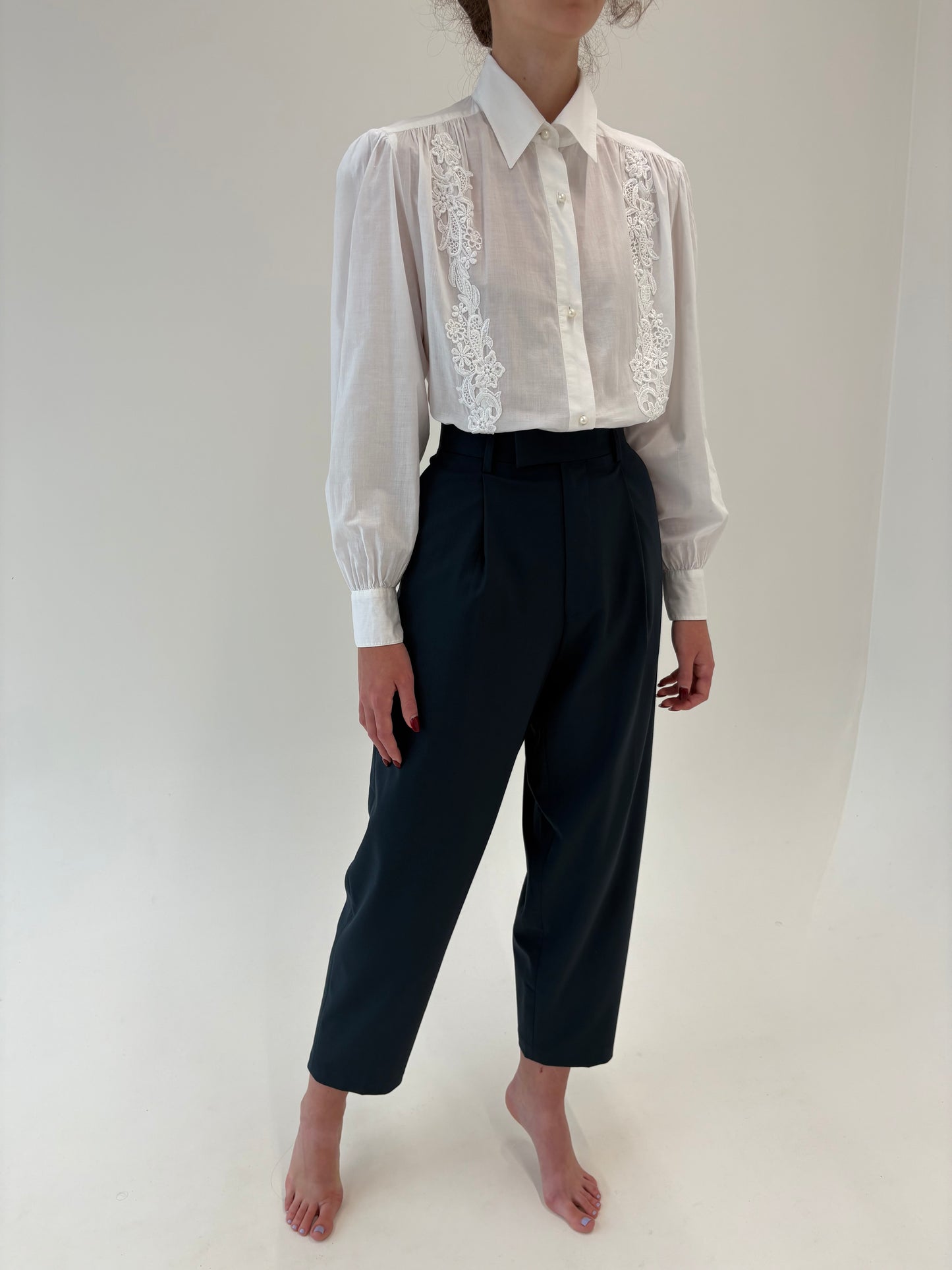 Pantaloni dark green mom fit cu pense și talie ultra înaltă