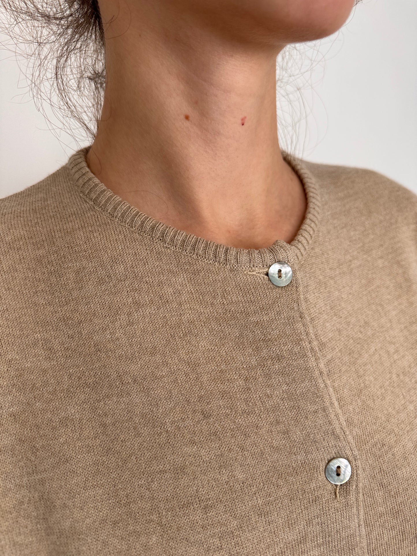 Cardigan italian nude beige din lana merino extrafina