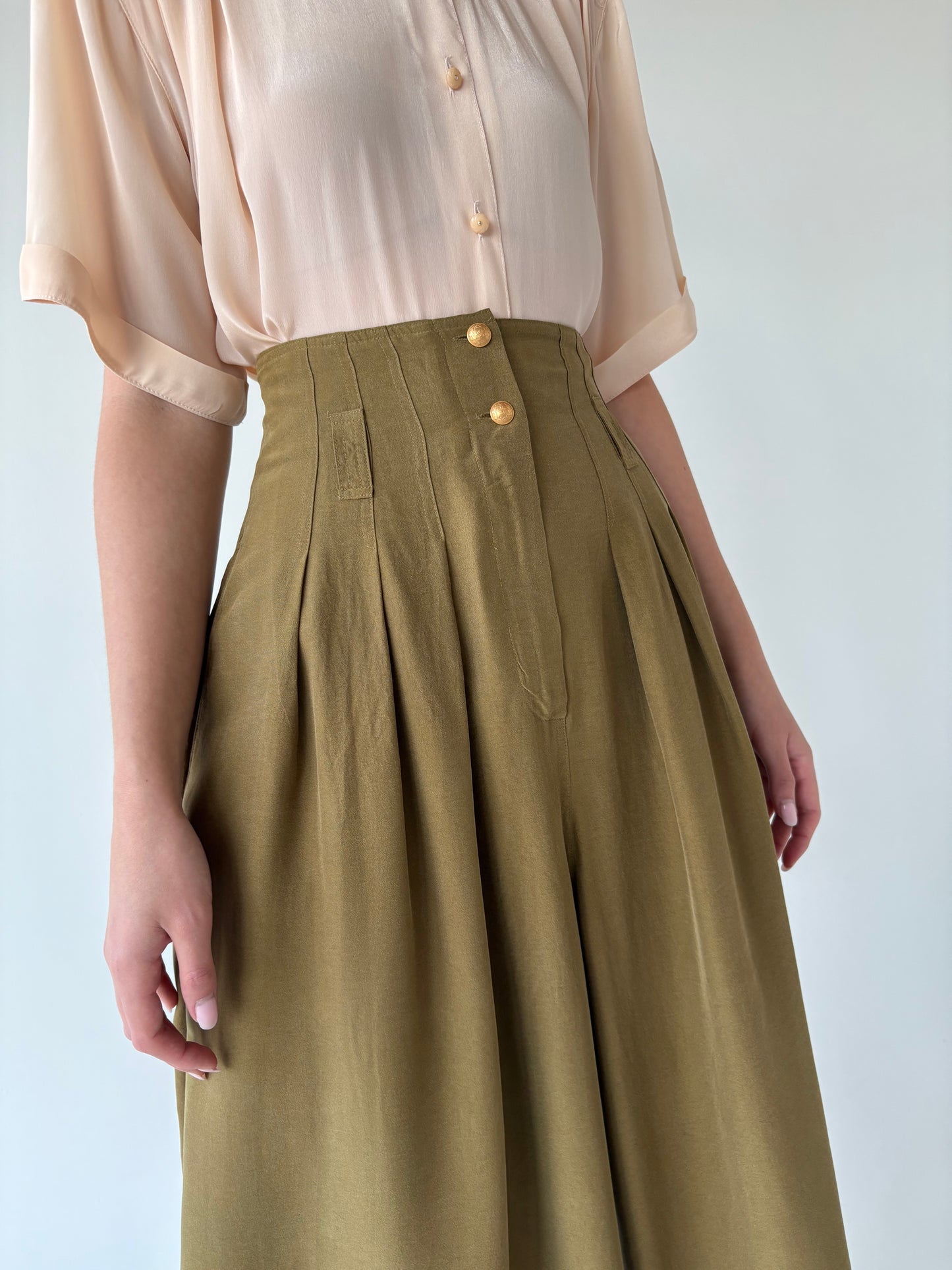 Pantaloni palazzo super ampli din mătase naturală
